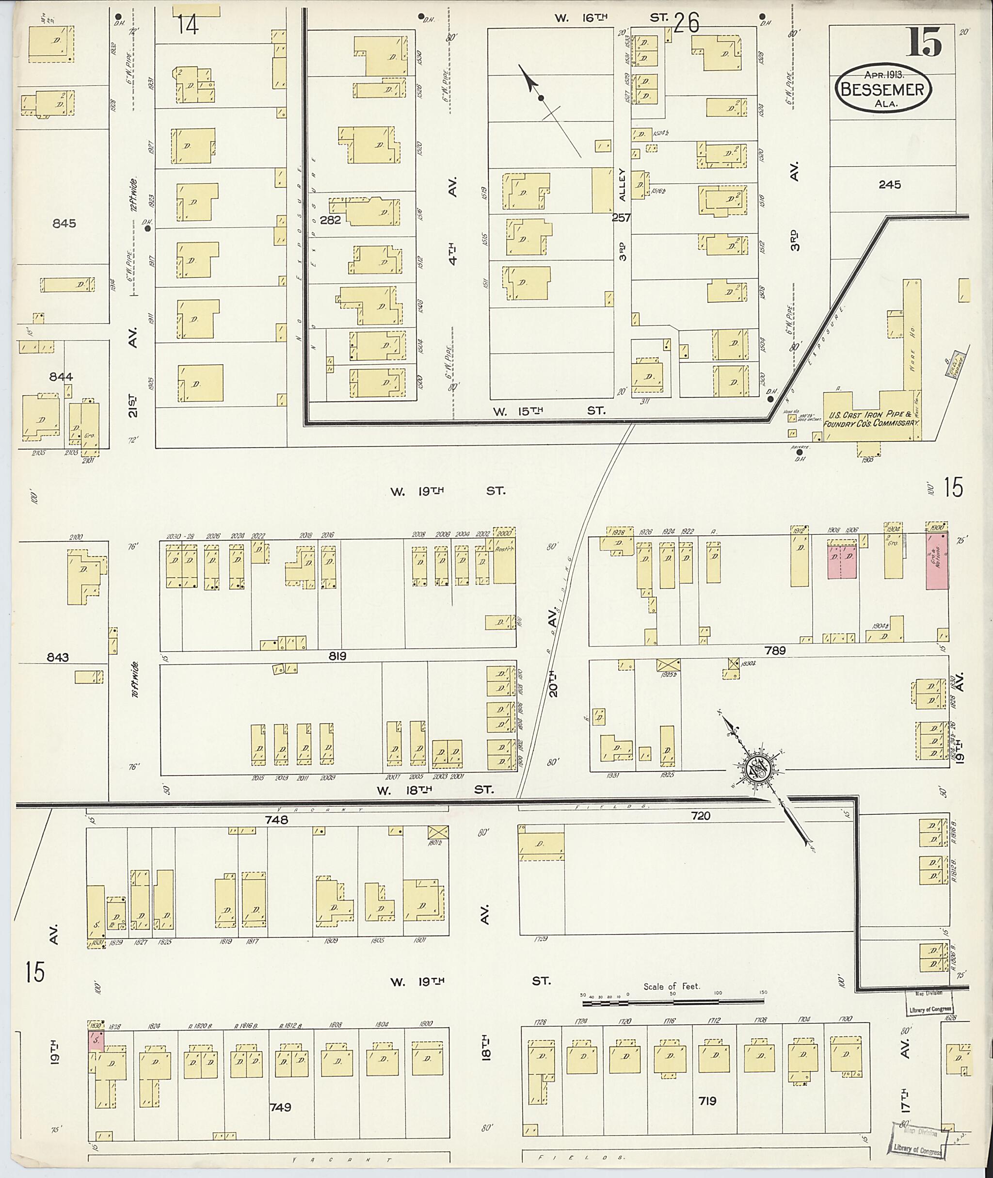 Bessemer, Jefferson County, Alabama 1913 (Sheet 15 of 28) by Relic Map Company