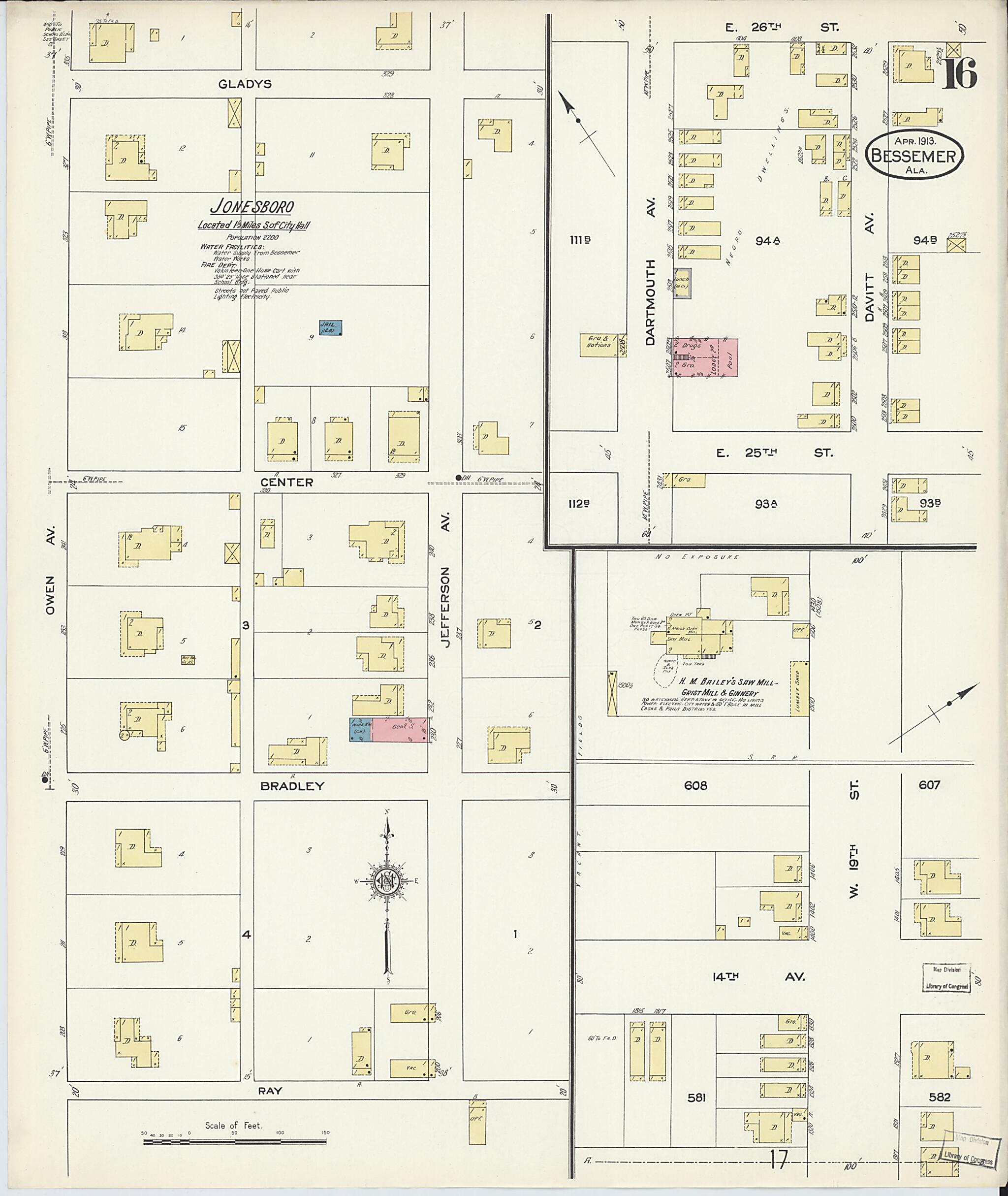 Bessemer, Jefferson County, Alabama 1913 (Sheet 16 of 28) by Relic Map Company