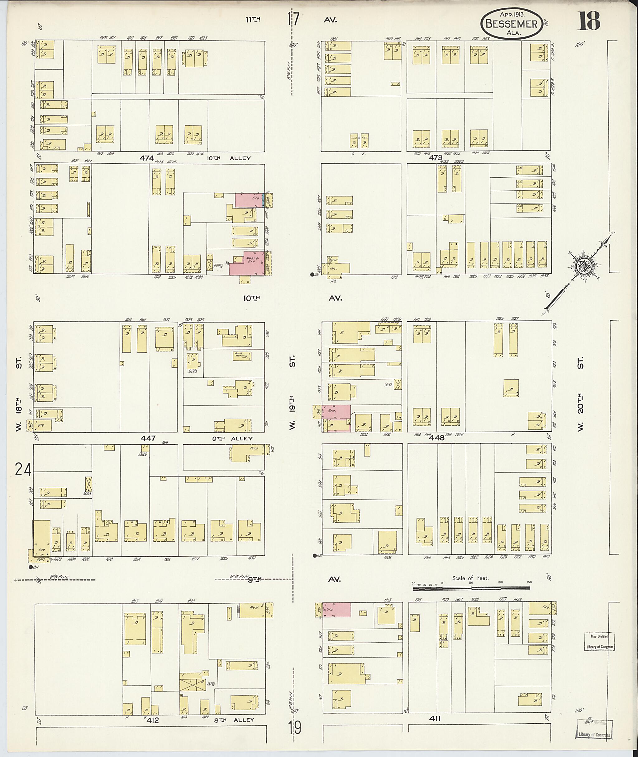 Bessemer, Jefferson County, Alabama 1913 (Sheet 18 of 28) by Relic Map Company
