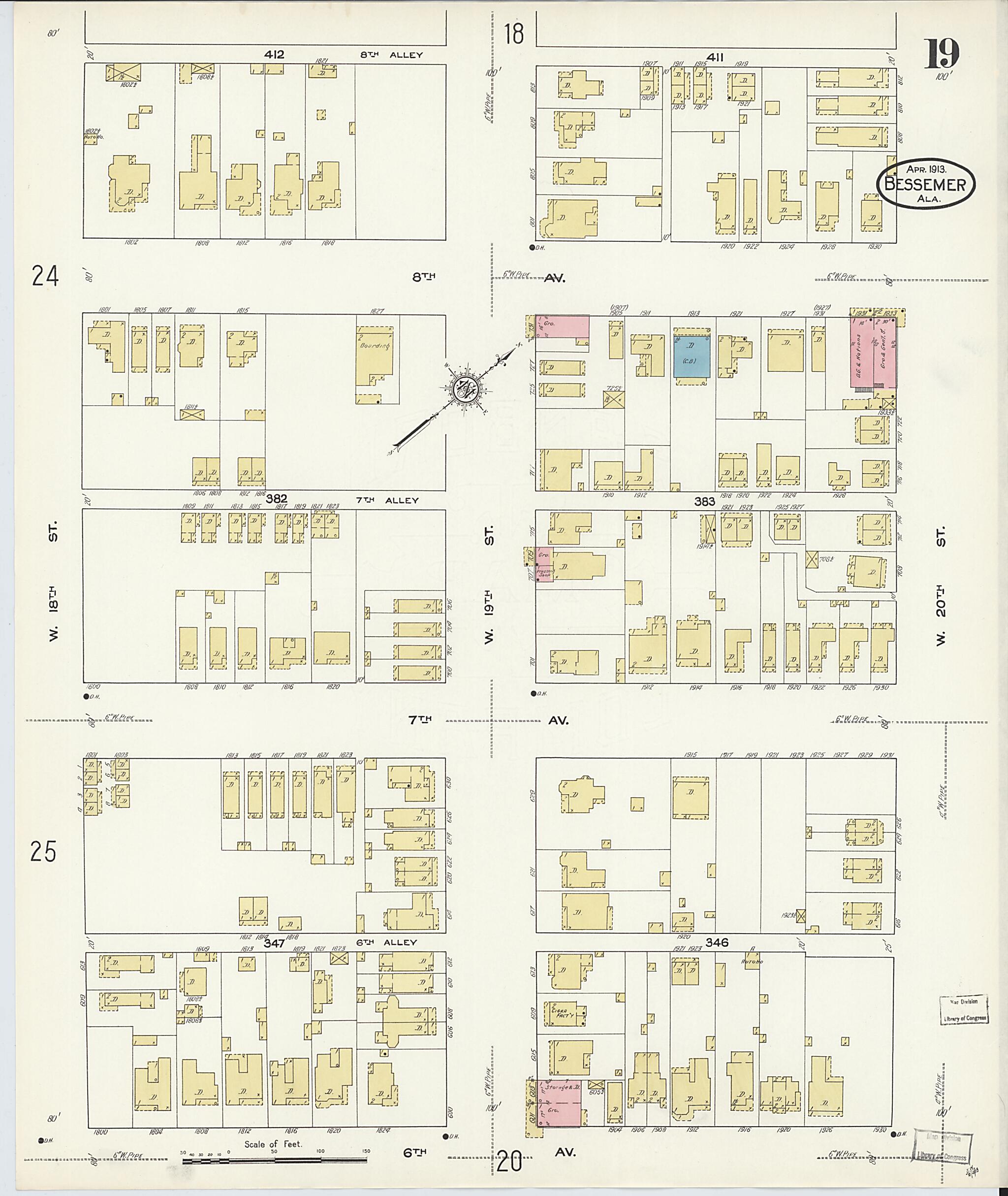 Bessemer, Jefferson County, Alabama 1913 (Sheet 19 of 28) by Relic Map Company