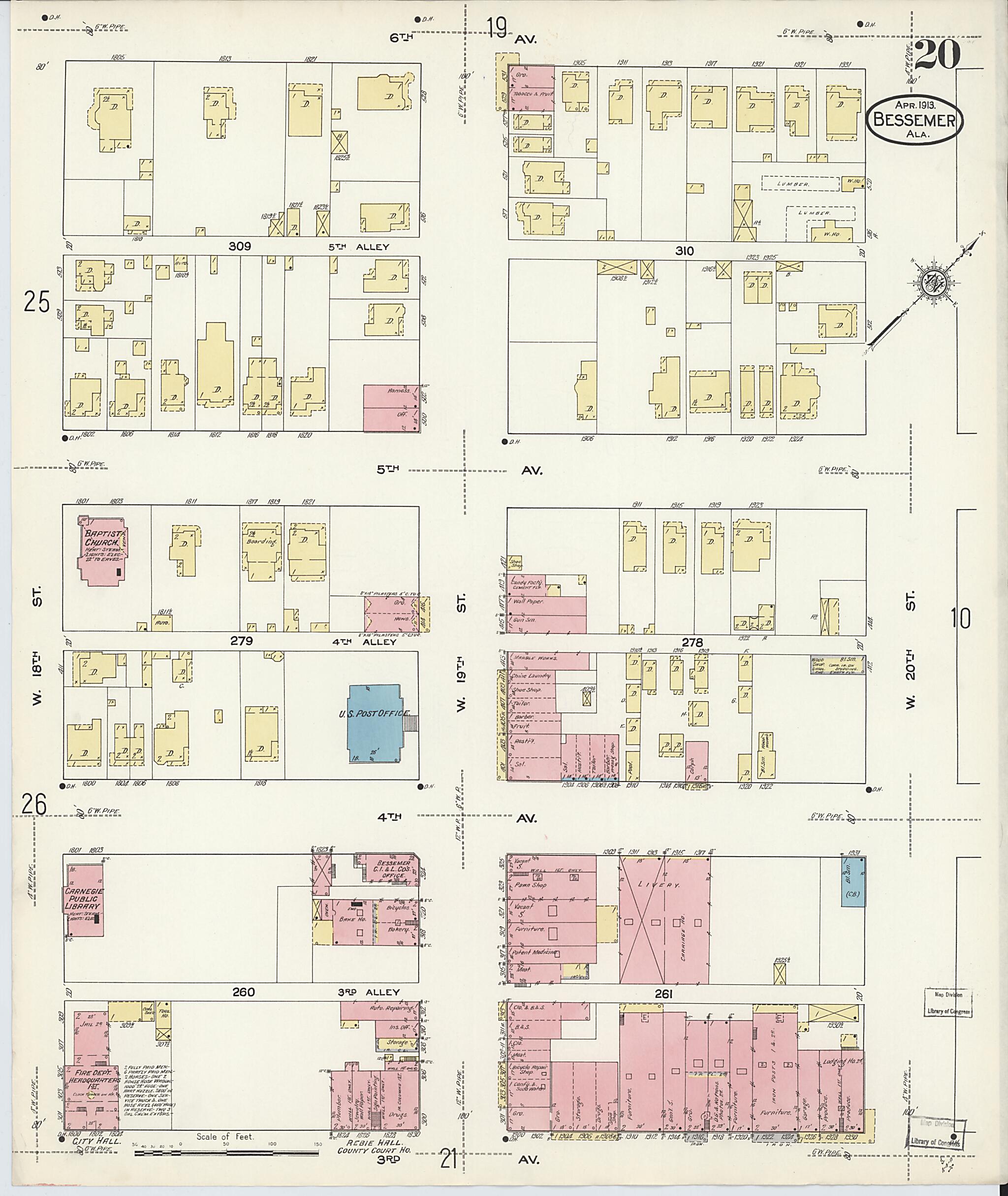 Bessemer, Jefferson County, Alabama 1913 (Sheet 20 of 28) by Relic Map Company