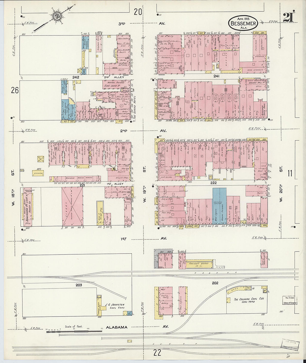 Bessemer, Jefferson County, Alabama 1913 (Sheet 21 of 28) by Relic Map Company