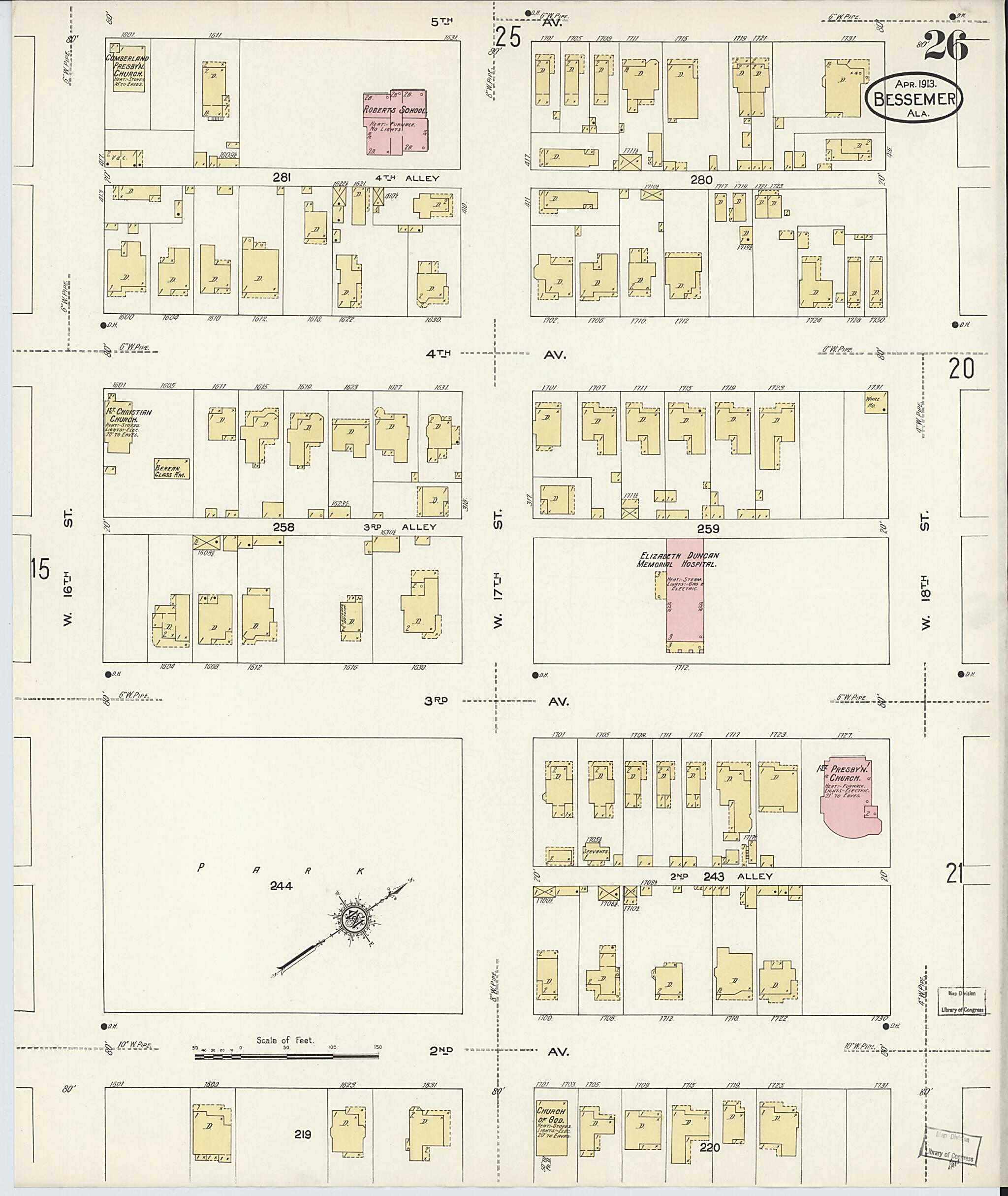 Bessemer, Jefferson County, Alabama 1913 (Sheet 26 of 28) by Relic Map Company