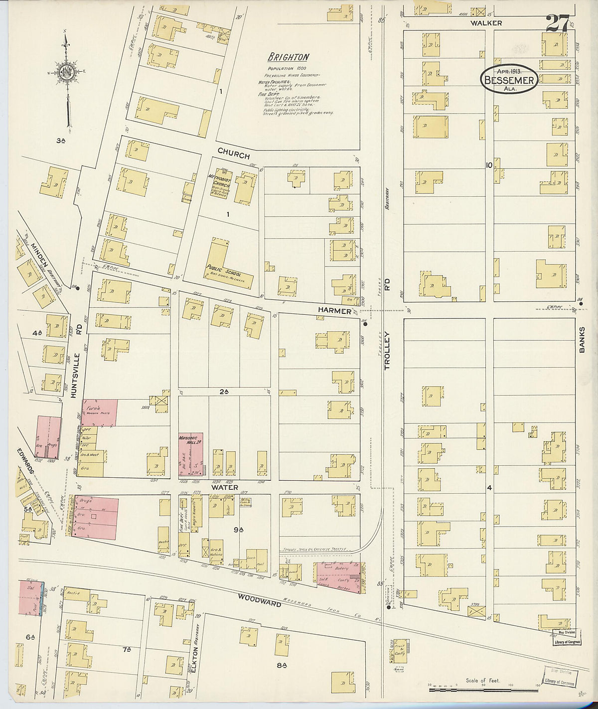Bessemer, Jefferson County, Alabama 1913 (Sheet 27 of 28) by Relic Map Company