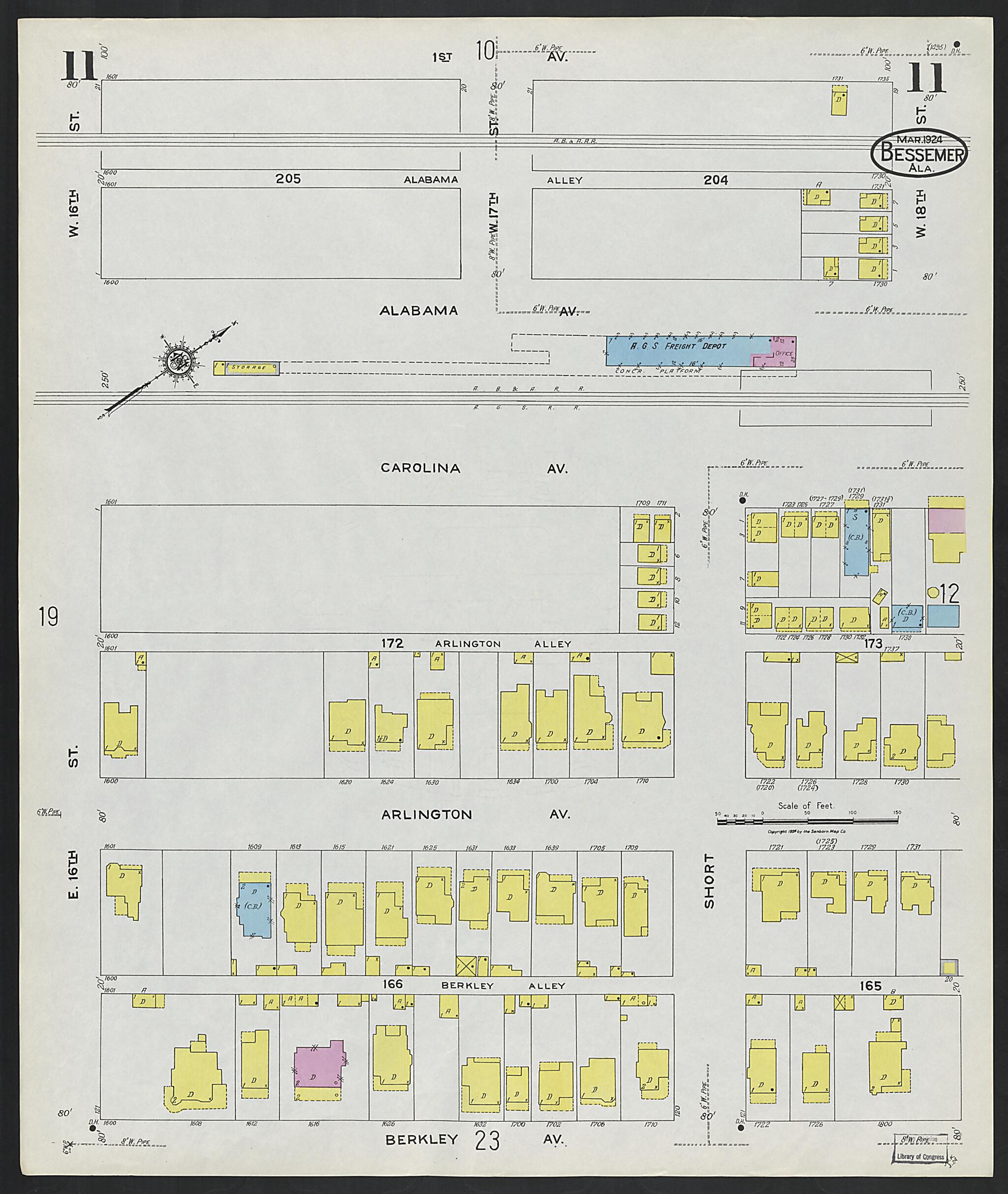 Bessemer, Jefferson County, Alabama 1924 (Sheet 11) by Relic Map Company