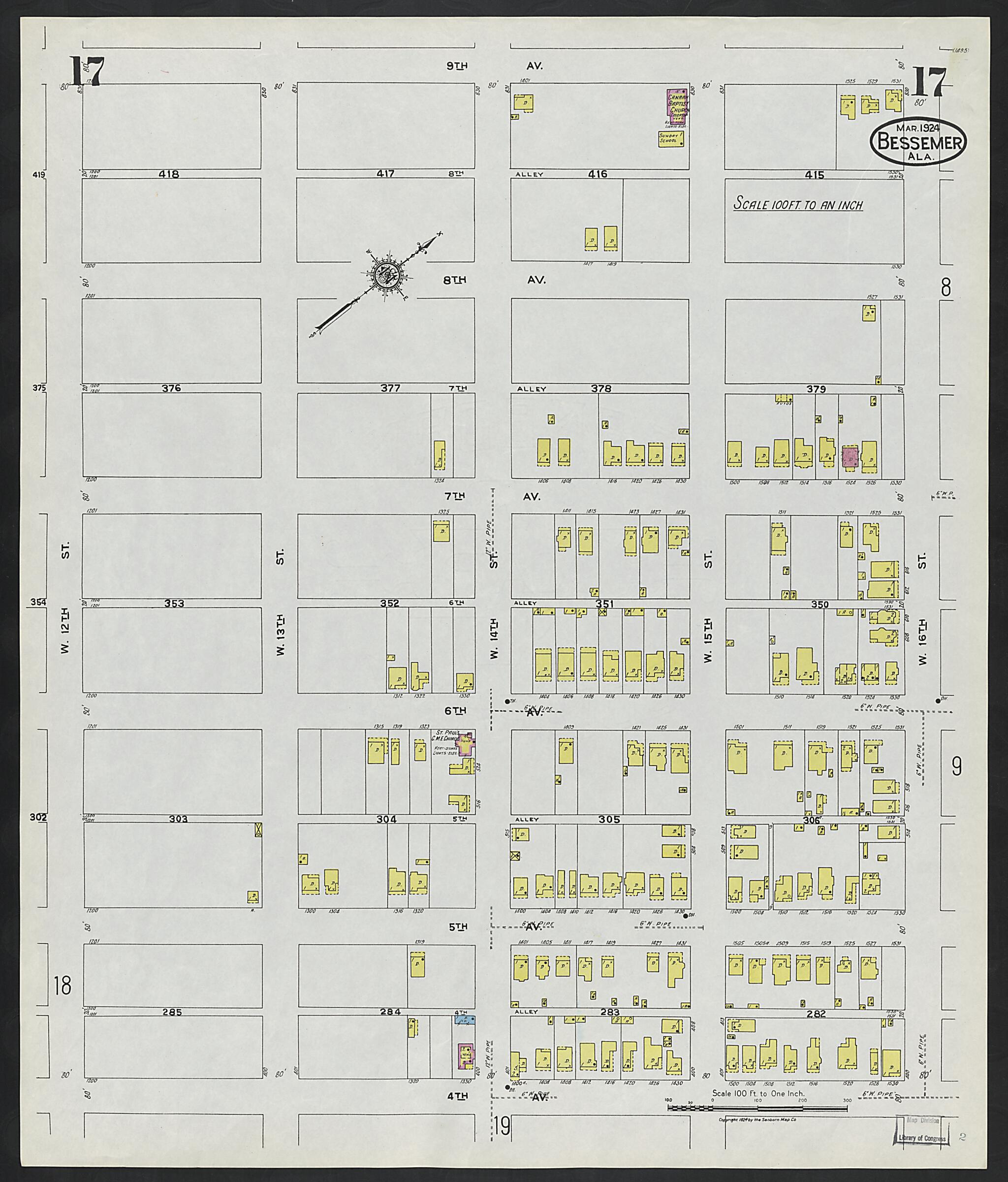 Bessemer, Jefferson County, Alabama 1924 (Sheet 17) by Relic Map Company