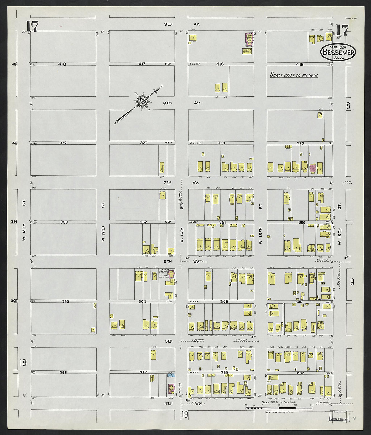 Bessemer, Jefferson County, Alabama 1924 (Sheet 17) by Relic Map Company