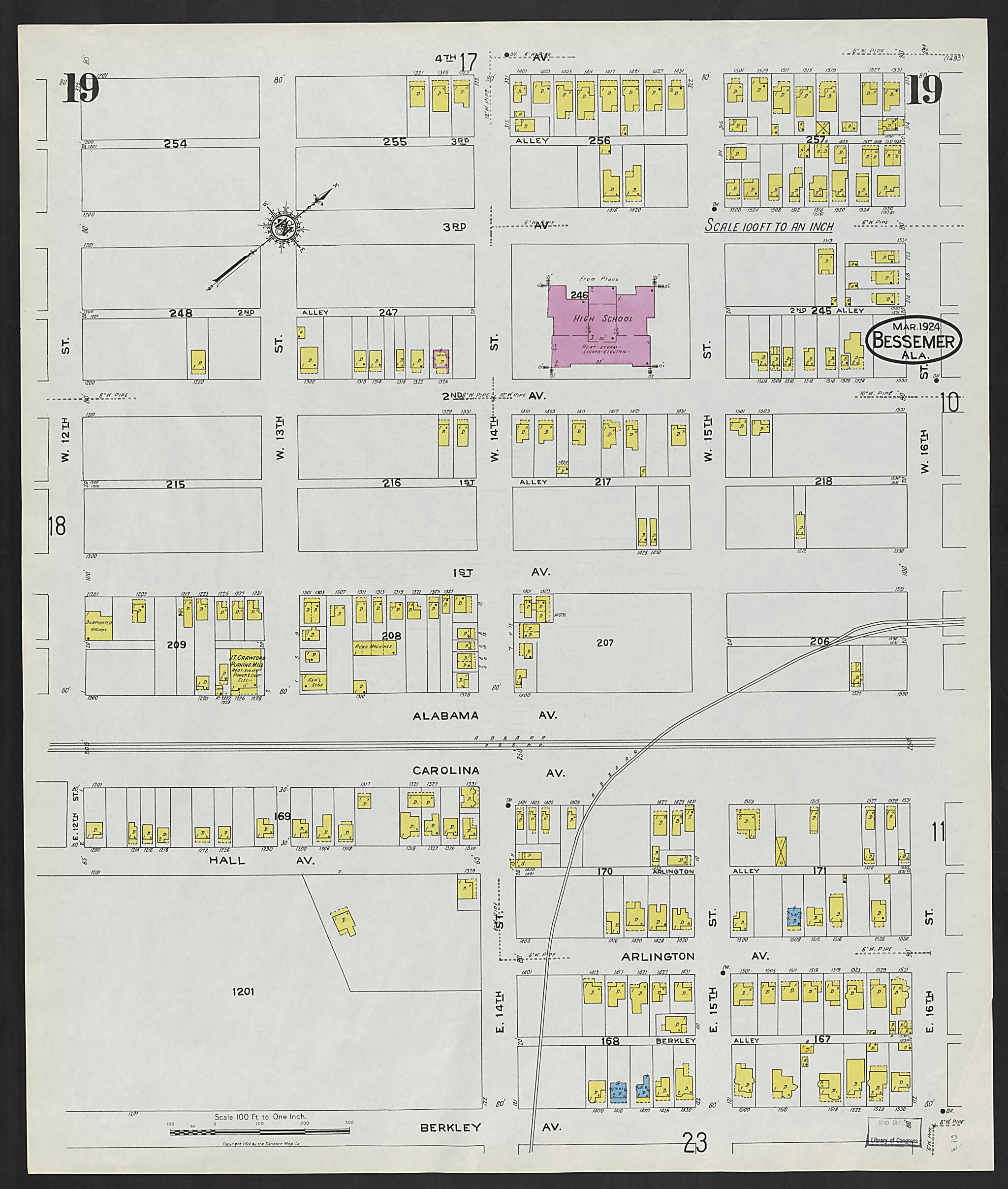 Bessemer, Jefferson County, Alabama 1924 (Sheet 19) by Relic Map Company