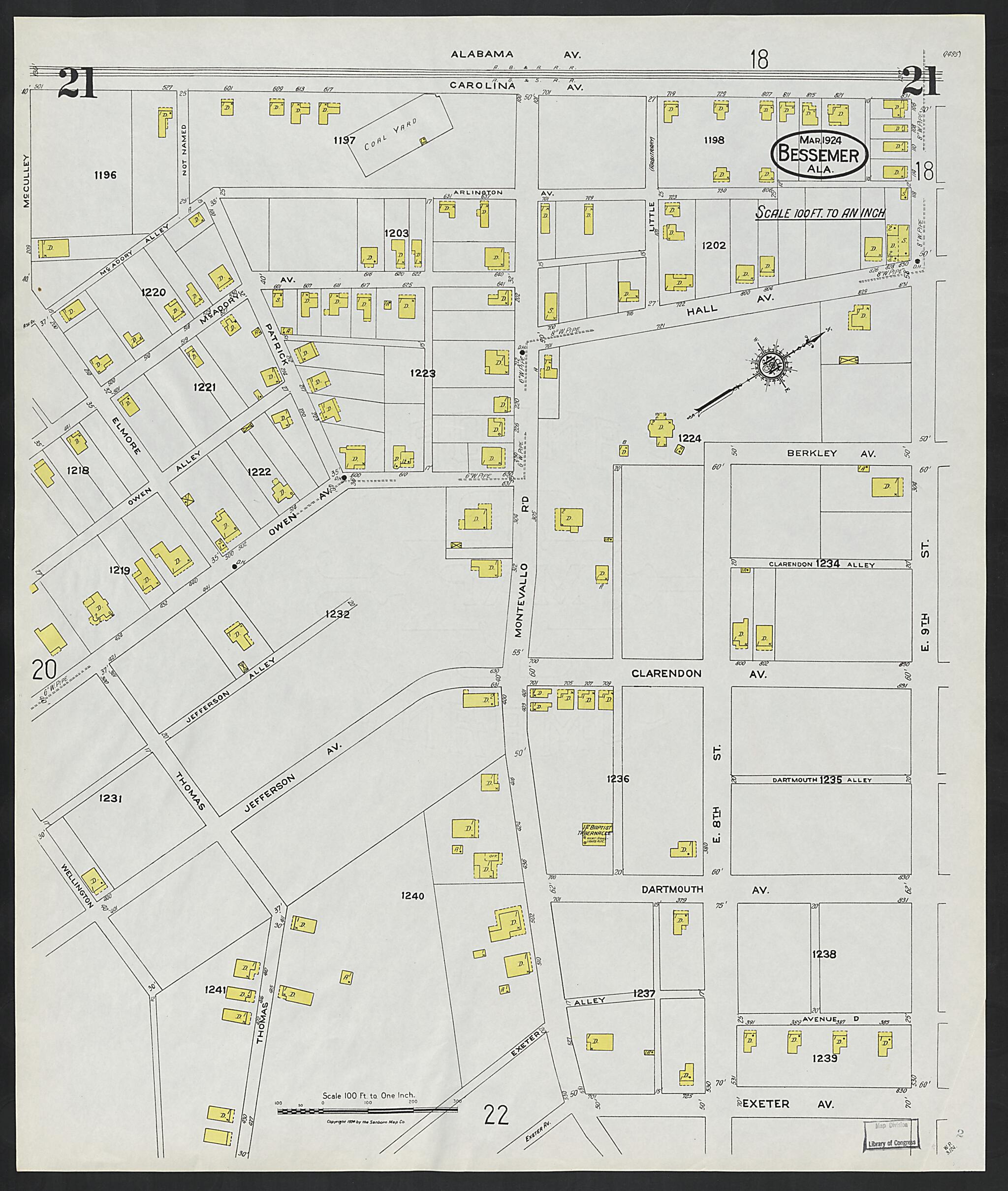 Bessemer, Jefferson County, Alabama 1924 (Sheet 21) by Relic Map Company