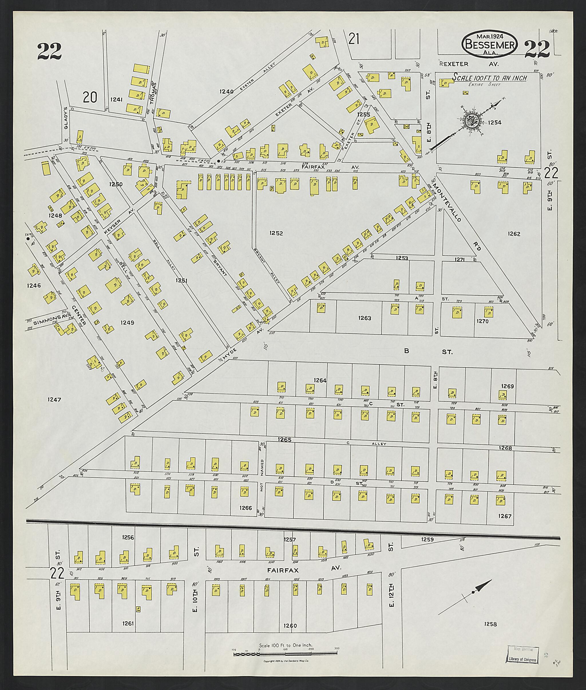 Bessemer, Jefferson County, Alabama 1924 (Sheet 22) by Relic Map Company