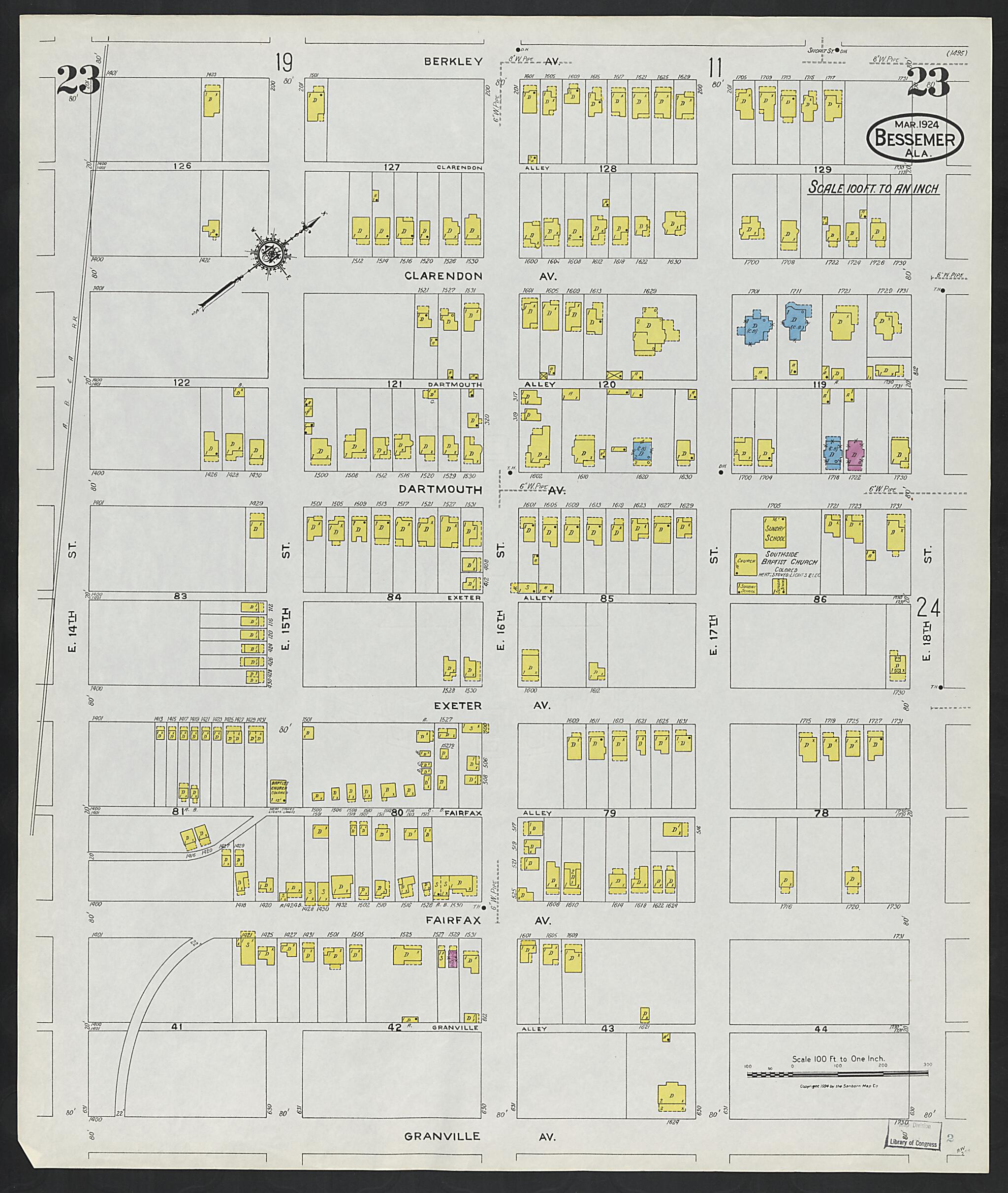 Bessemer, Jefferson County, Alabama 1924 (Sheet 23) by Relic Map Company