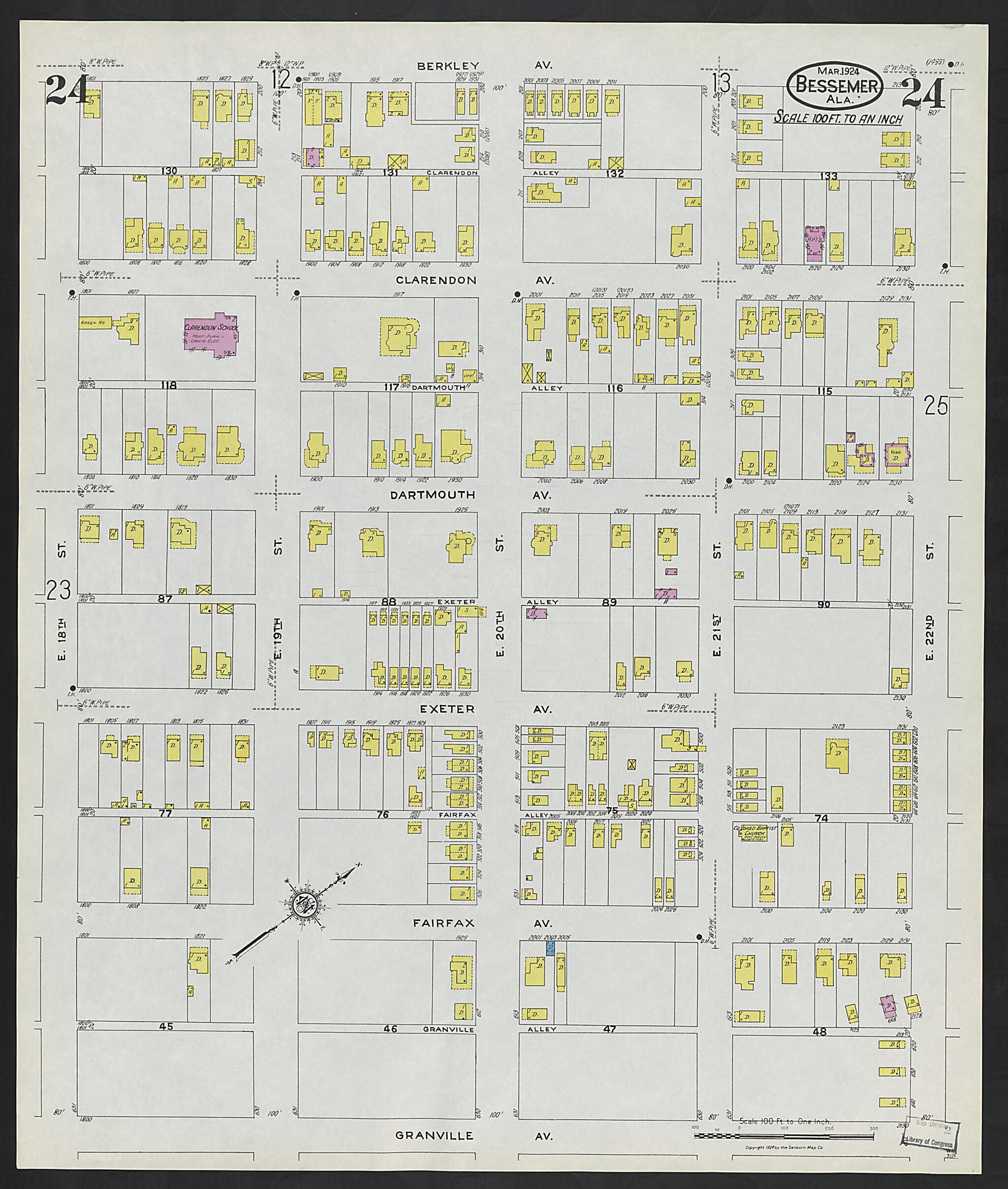 Bessemer, Jefferson County, Alabama 1924 (Sheet 24) by Relic Map Company