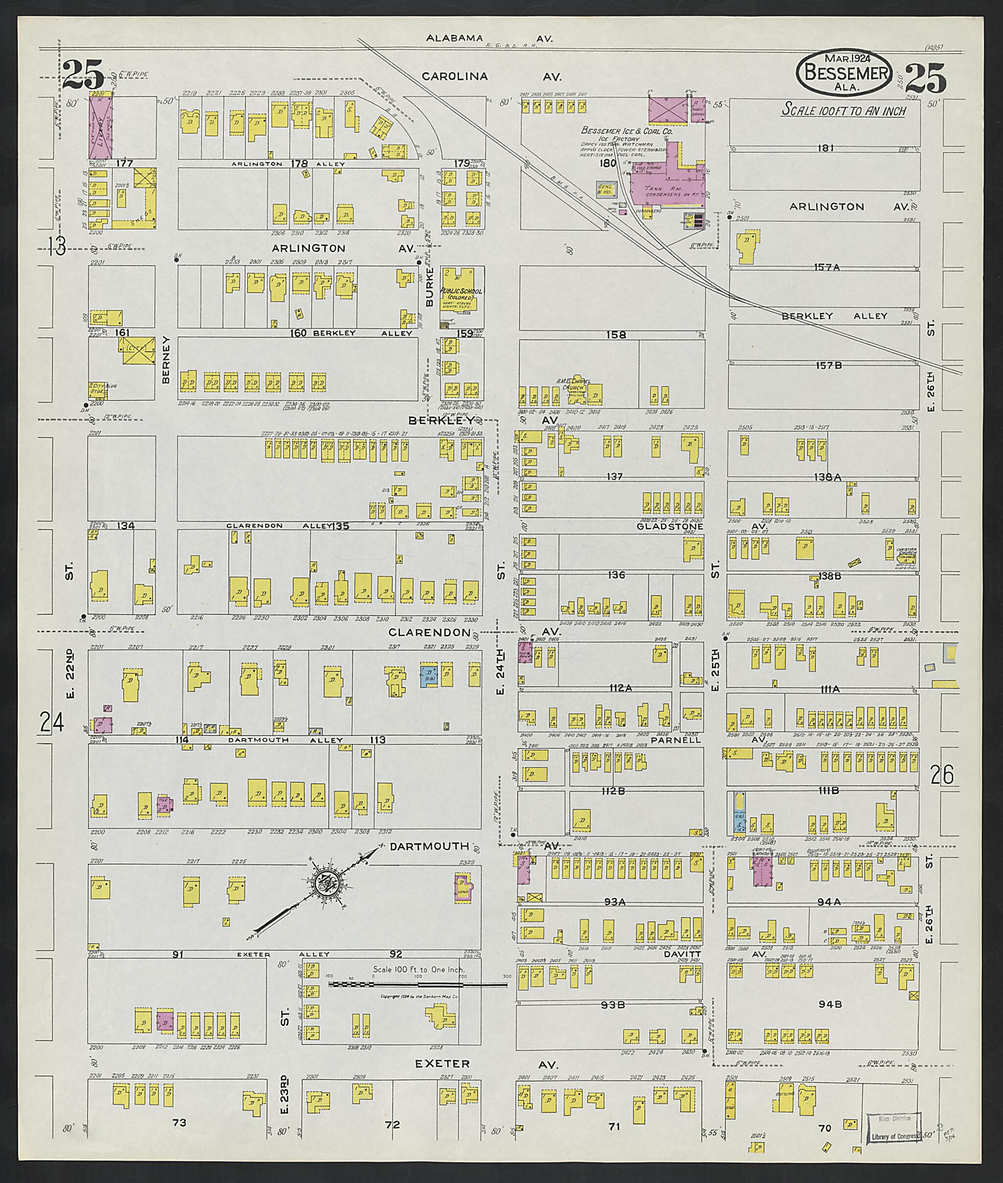 Bessemer, Jefferson County, Alabama 1924 (Sheet 25) by Relic Map Company