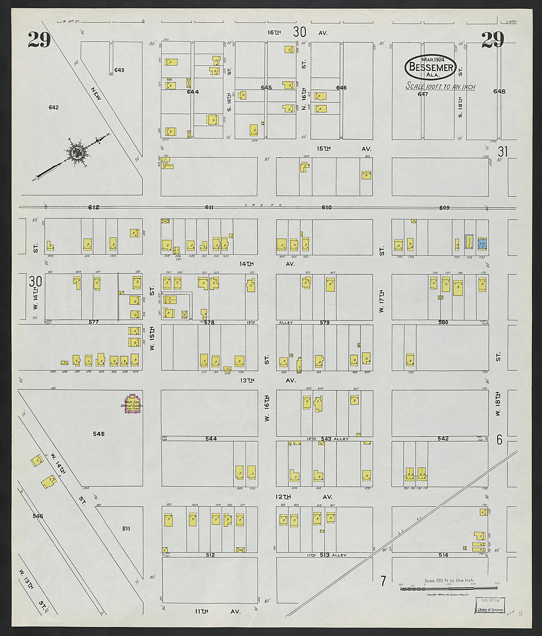 This old map of Lipscomb, Jefferson County, Alabama was created by Sanborn Map Company in 1924