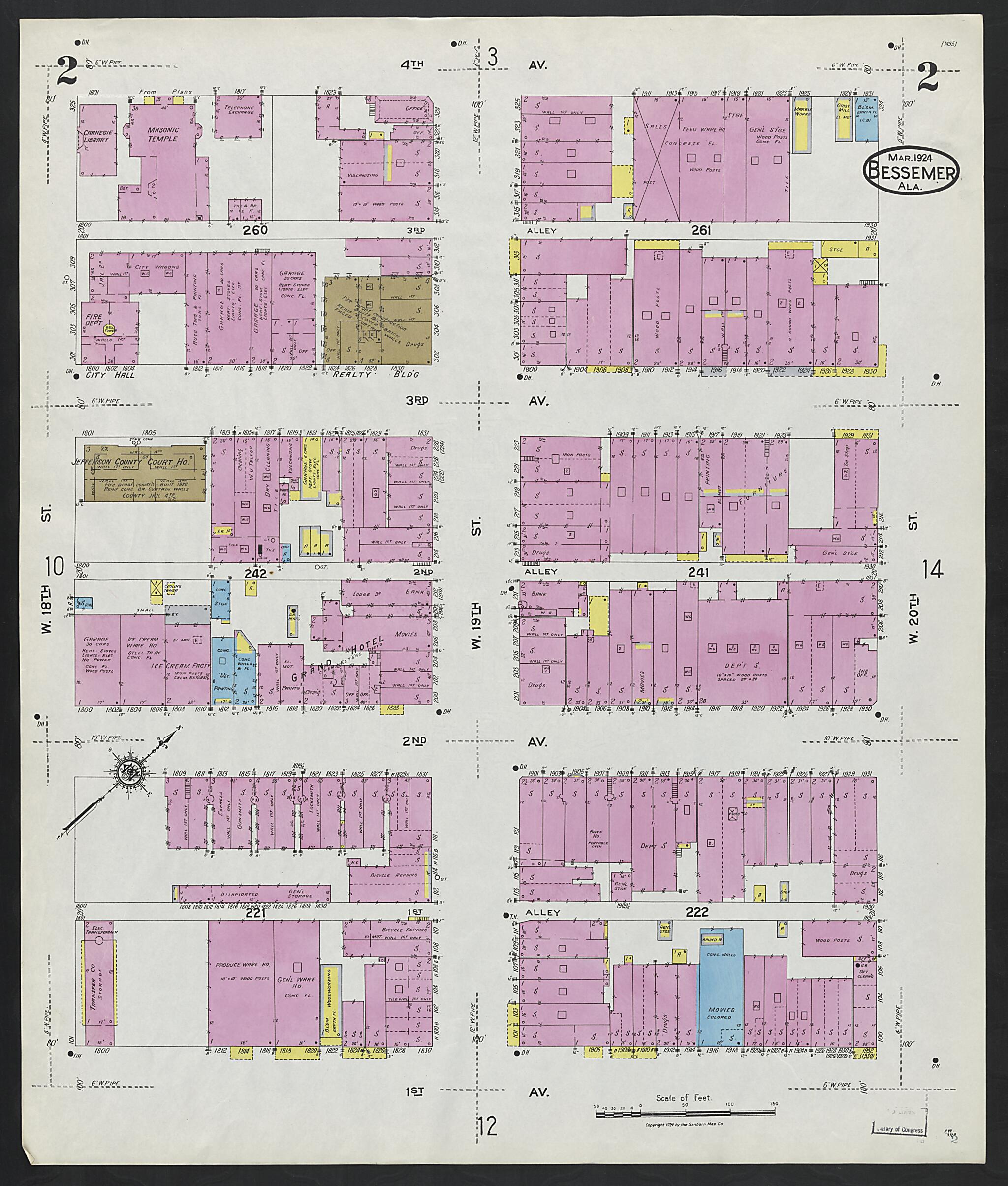 Bessemer, Jefferson County, Alabama 1924 (Sheet 2) by Relic Map Company