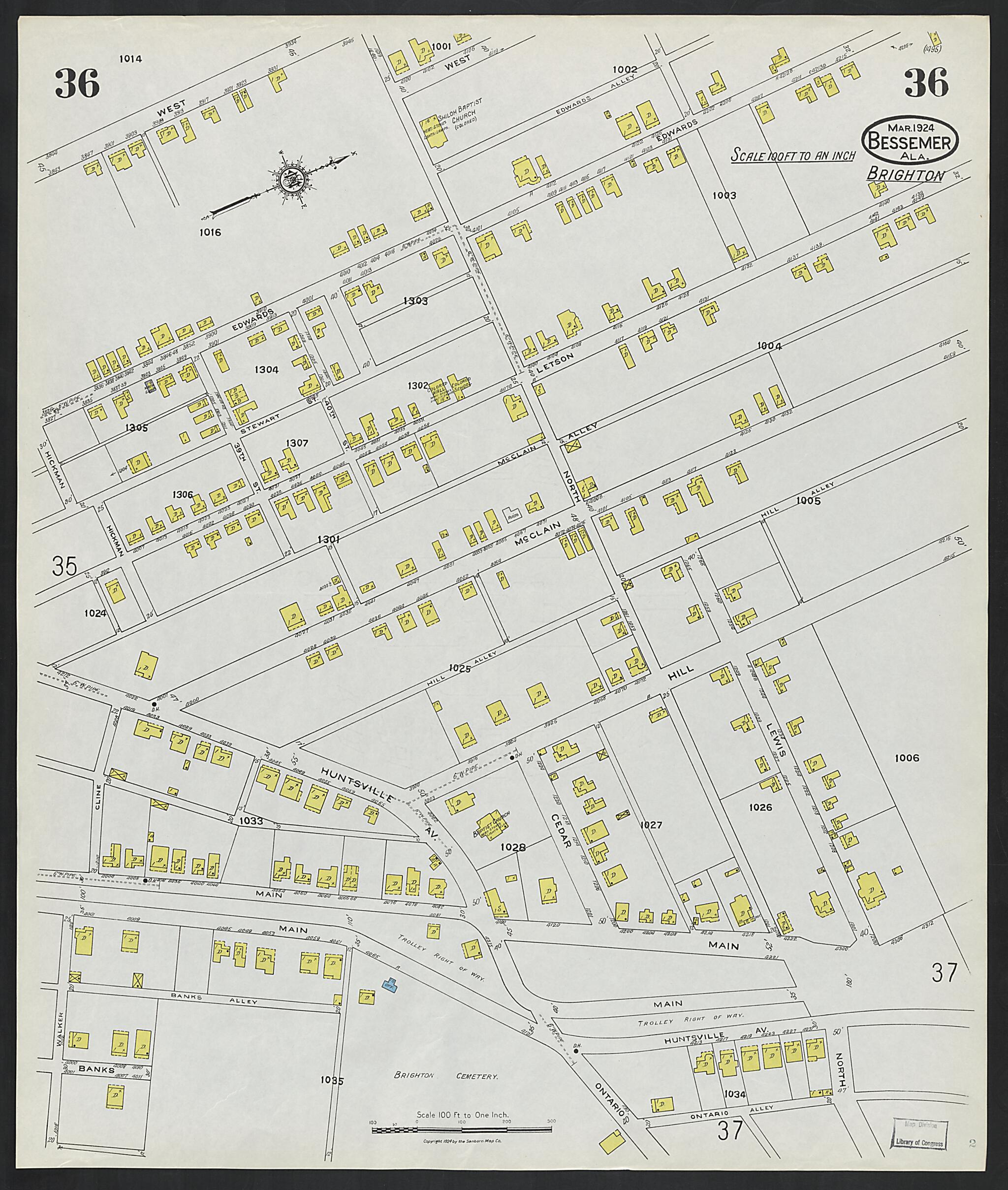 Bessemer, Jefferson County, Alabama 1924 (Sheet 36) by Relic Map Company