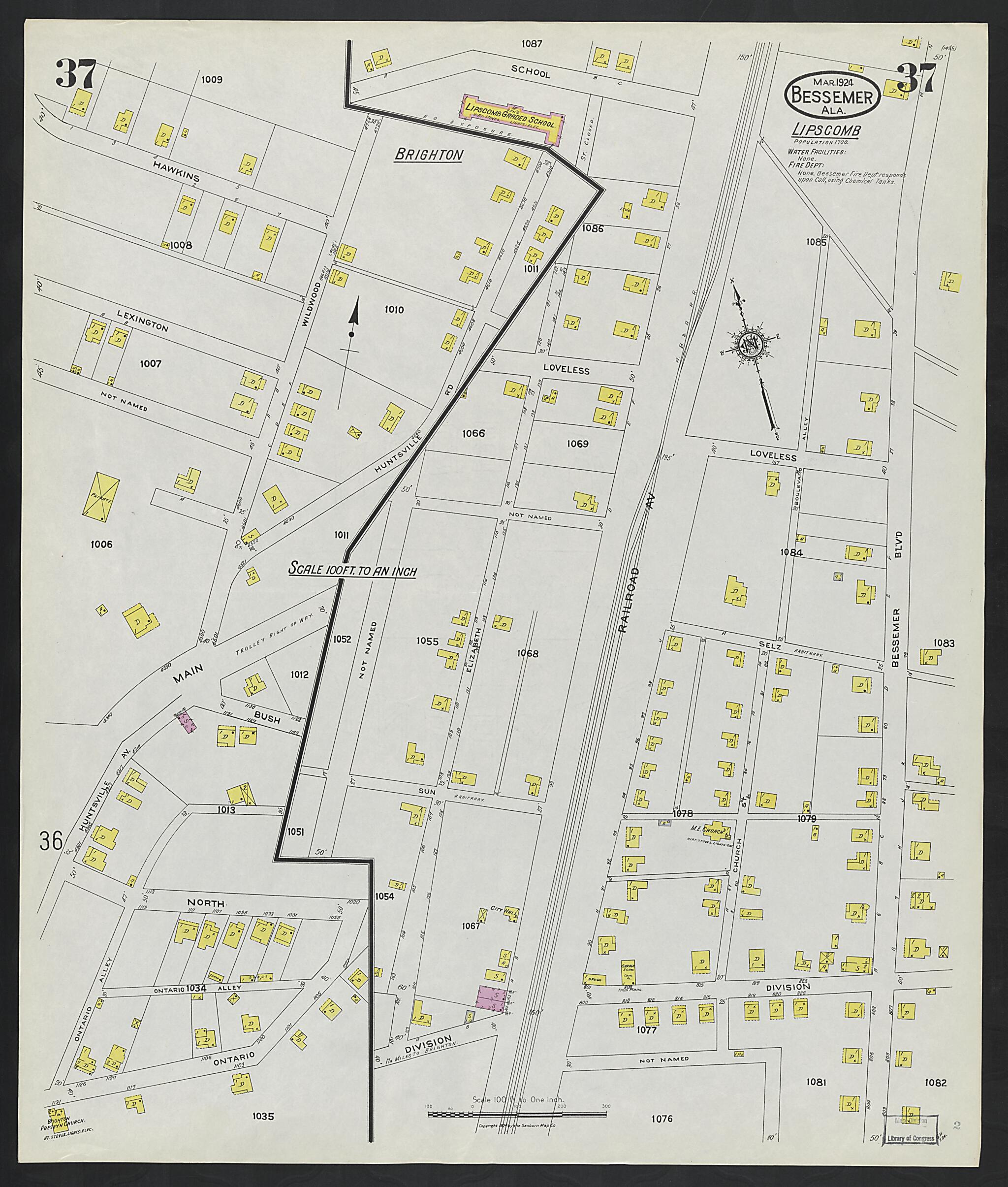 Bessemer, Jefferson County, Alabama 1924 (Sheet 37) by Relic Map Company
