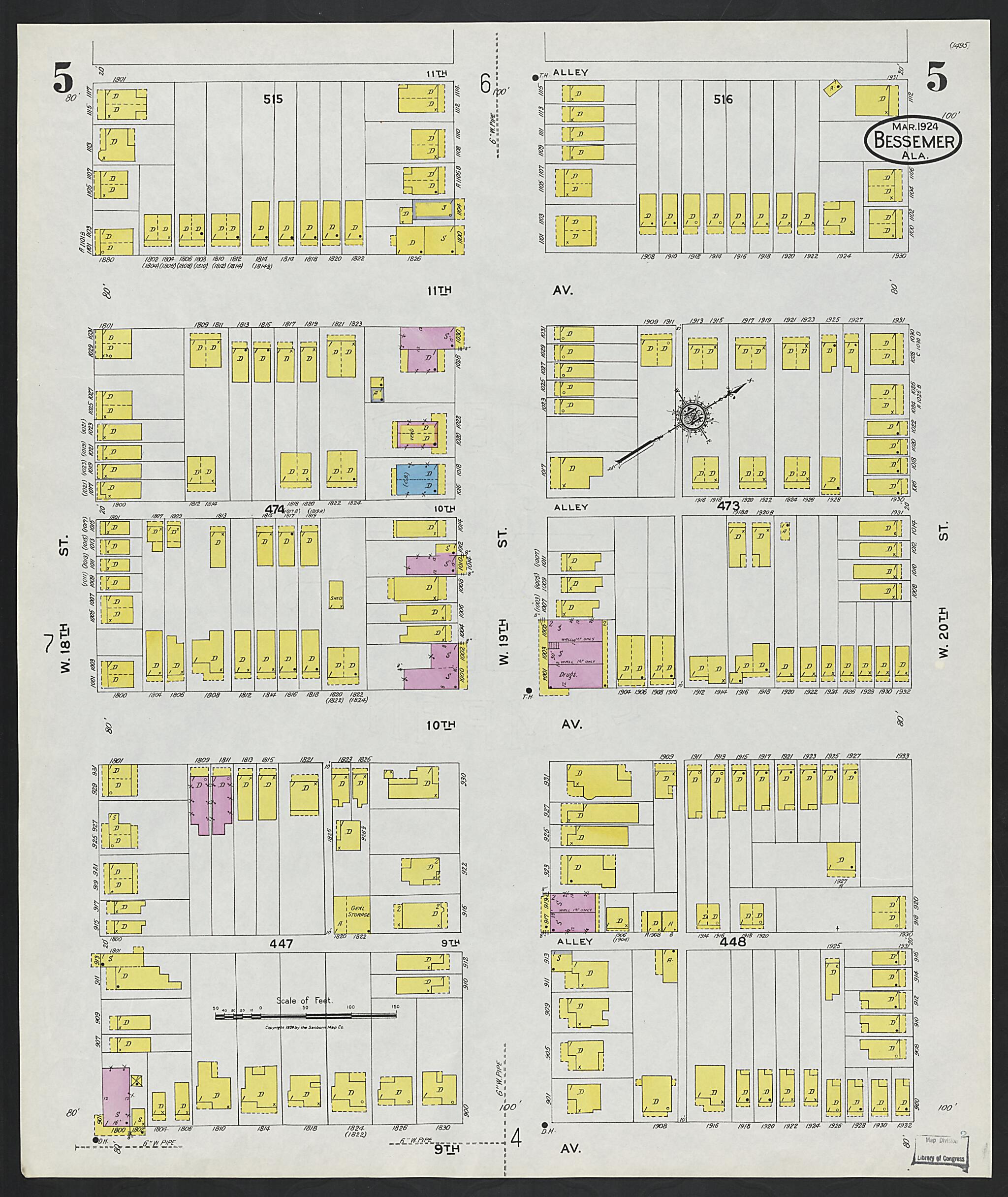 Bessemer, Jefferson County, Alabama 1924 (Sheet 5) by Relic Map Company