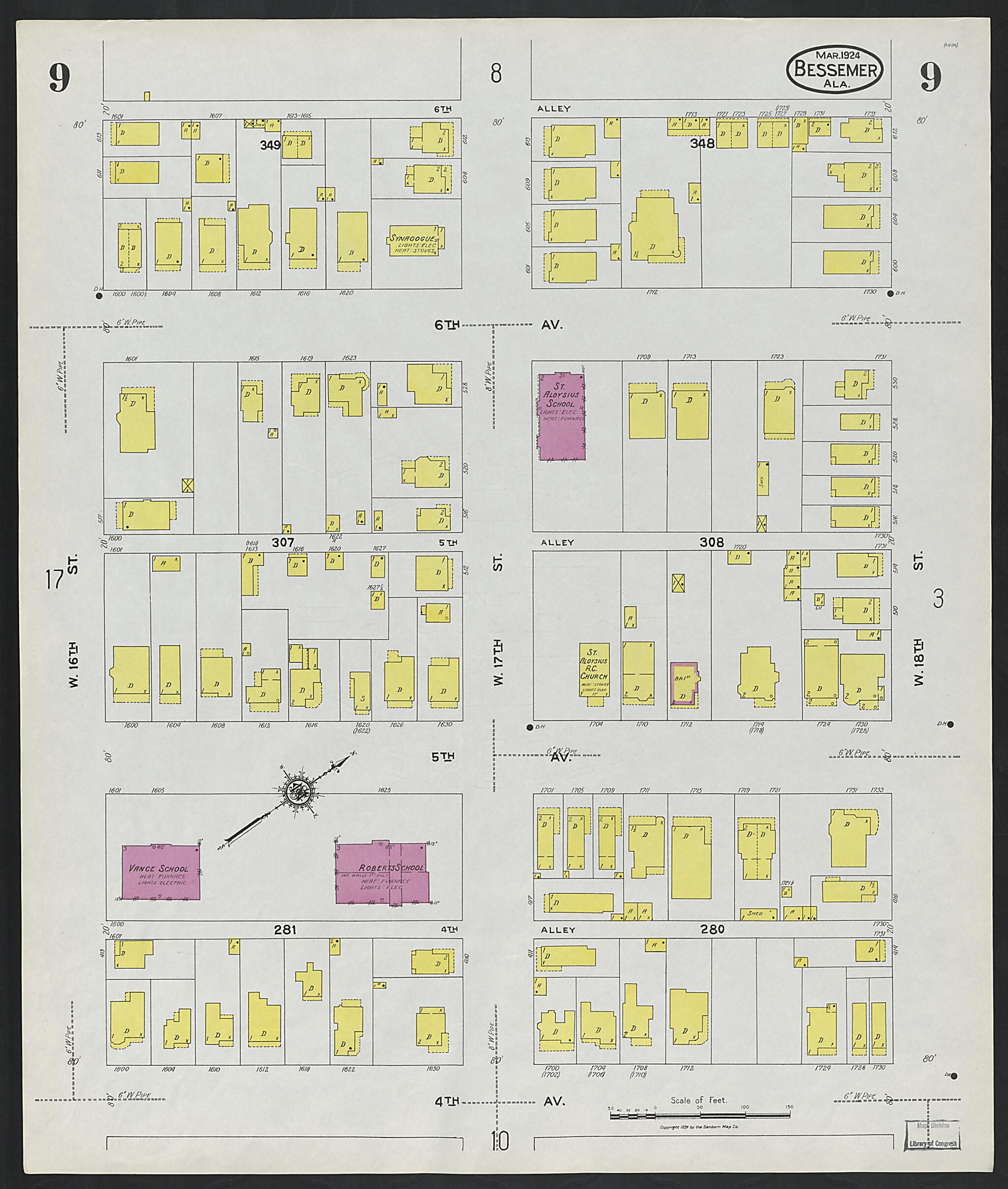 Bessemer, Jefferson County, Alabama 1924 (Sheet 9) by Relic Map Company
