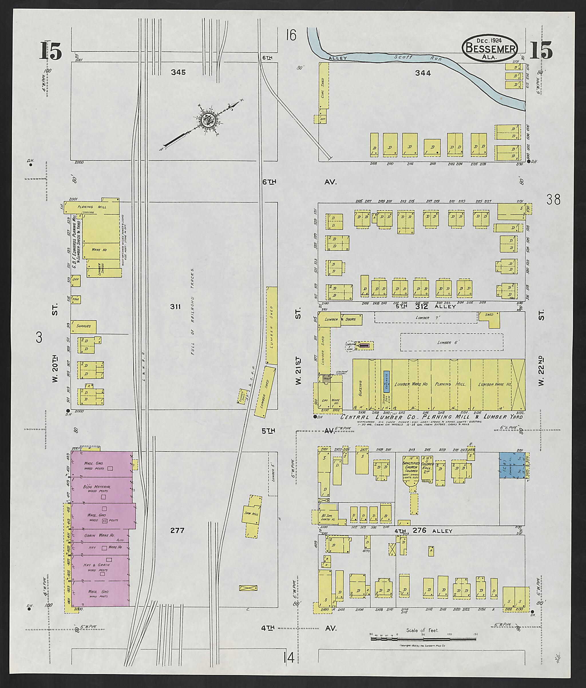 Bessemer, Jefferson County, Alabama 1924 (Sheet 15) by Relic Map Company
