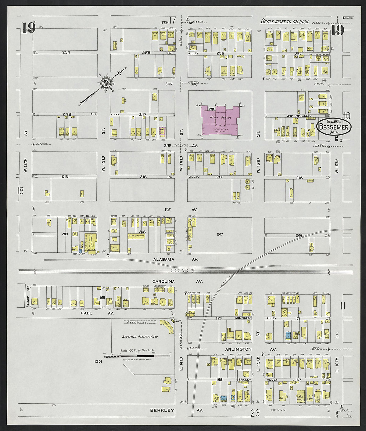 Bessemer, Jefferson County, Alabama 1924 (Sheet 19) by Relic Map Company
