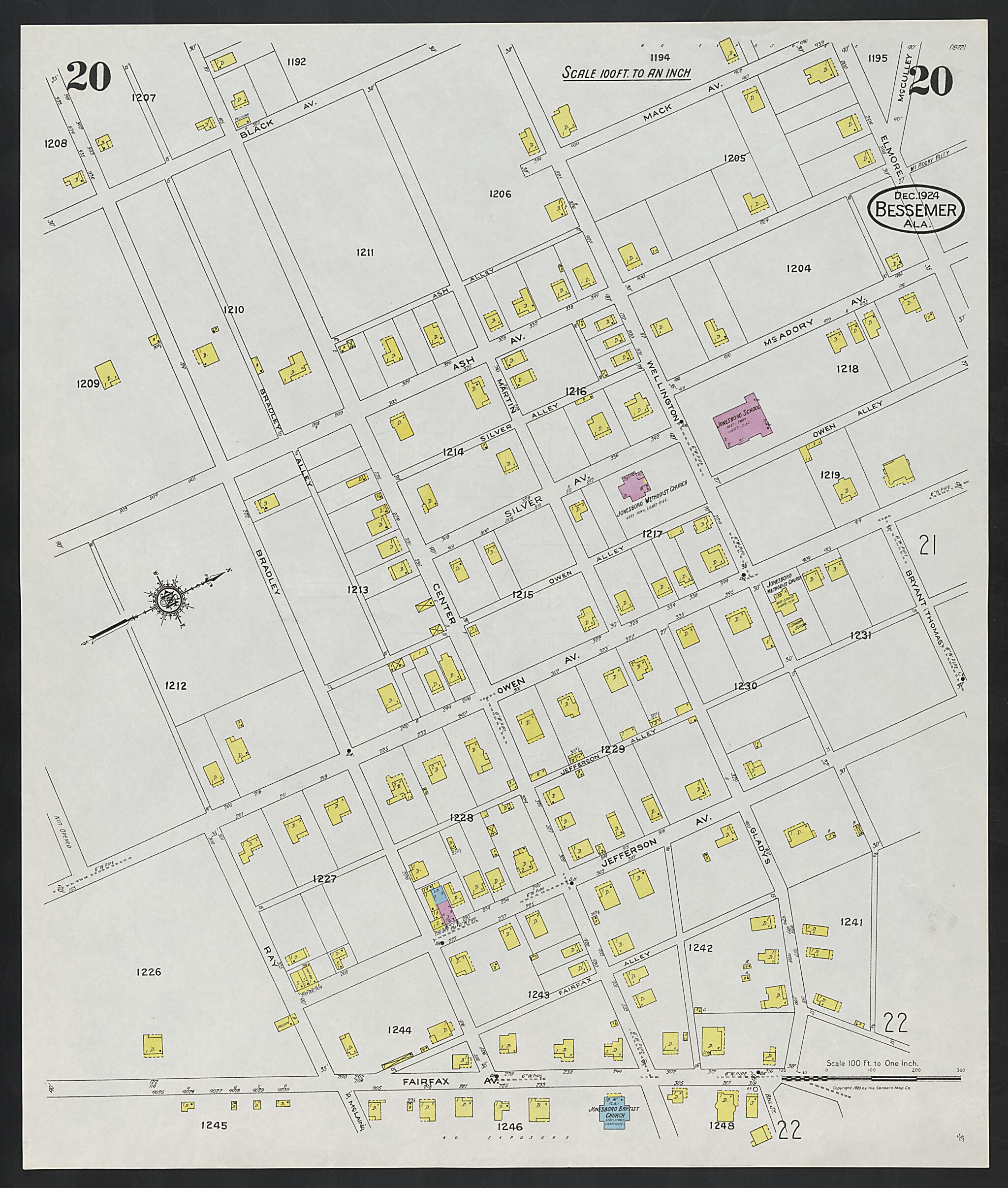 Bessemer, Jefferson County, Alabama 1924 (Sheet 20) by Relic Map Company