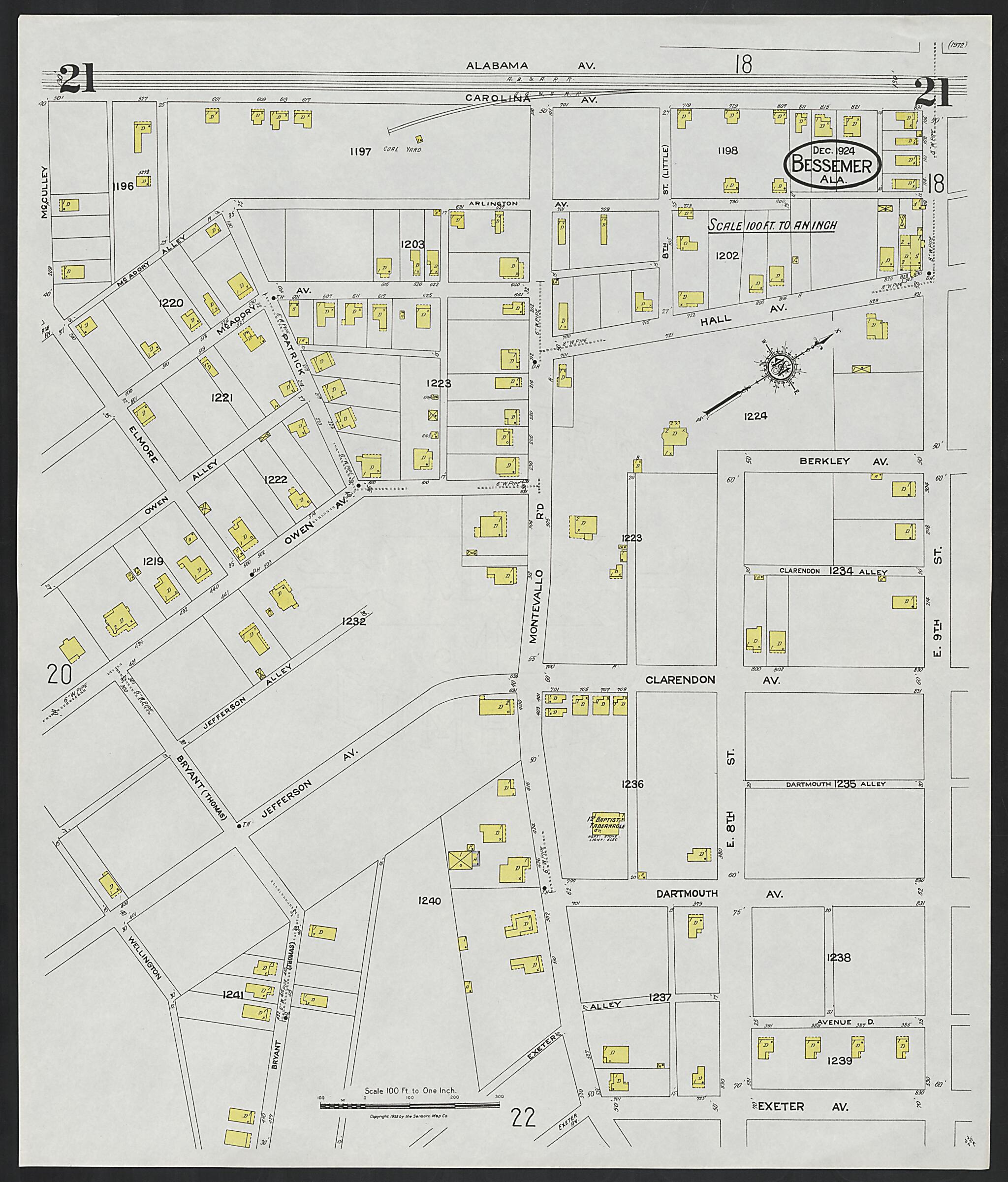 Bessemer, Jefferson County, Alabama 1924 (Sheet 21) by Relic Map Company