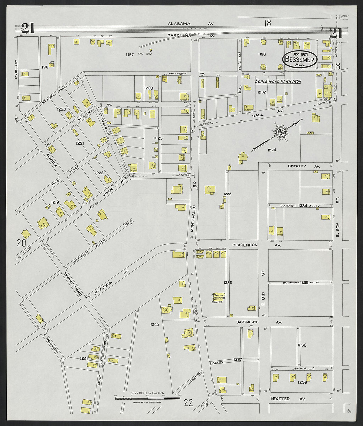 Bessemer, Jefferson County, Alabama 1924 (Sheet 21) by Relic Map Company