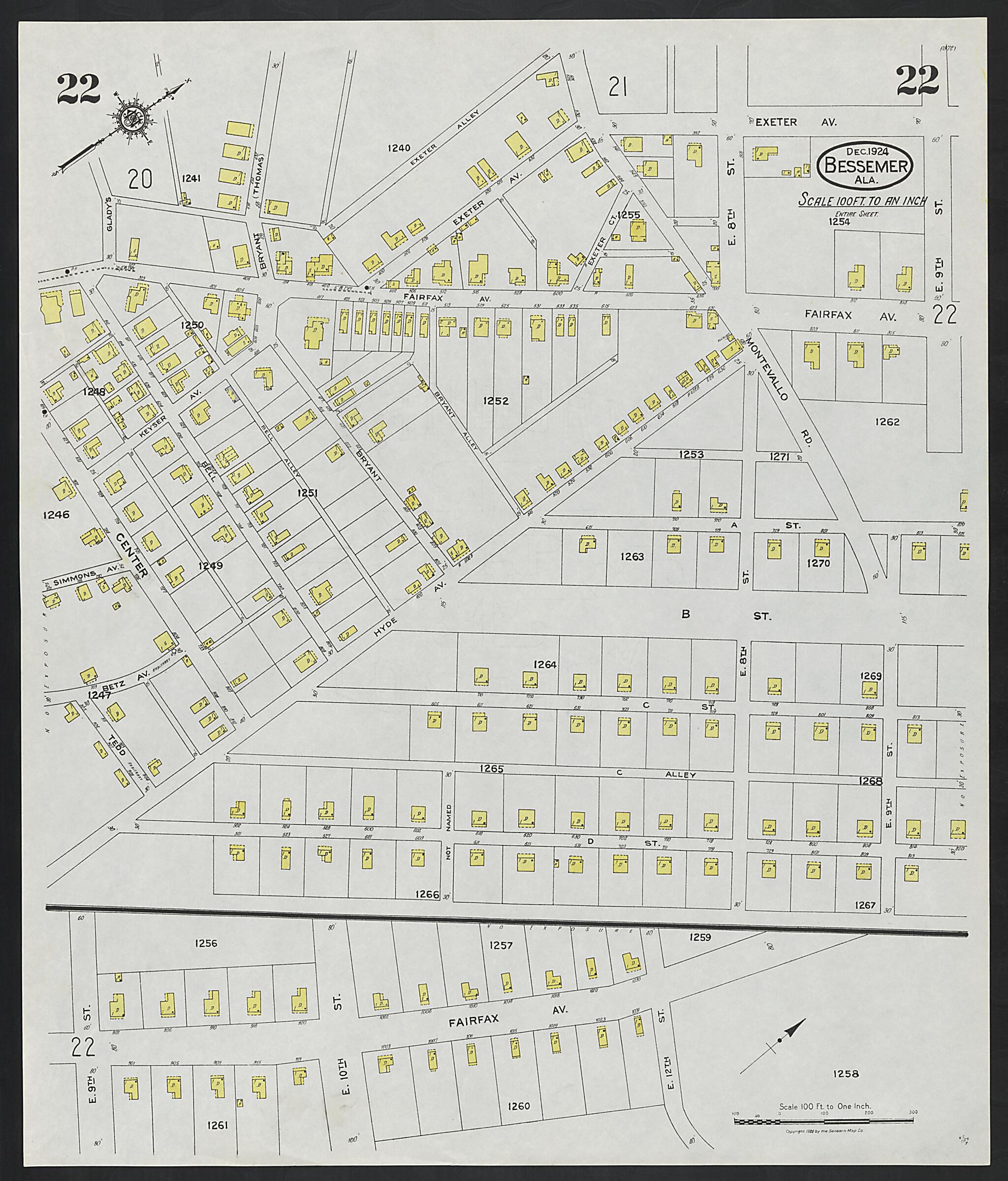 Bessemer, Jefferson County, Alabama 1924 (Sheet 22) by Relic Map Company