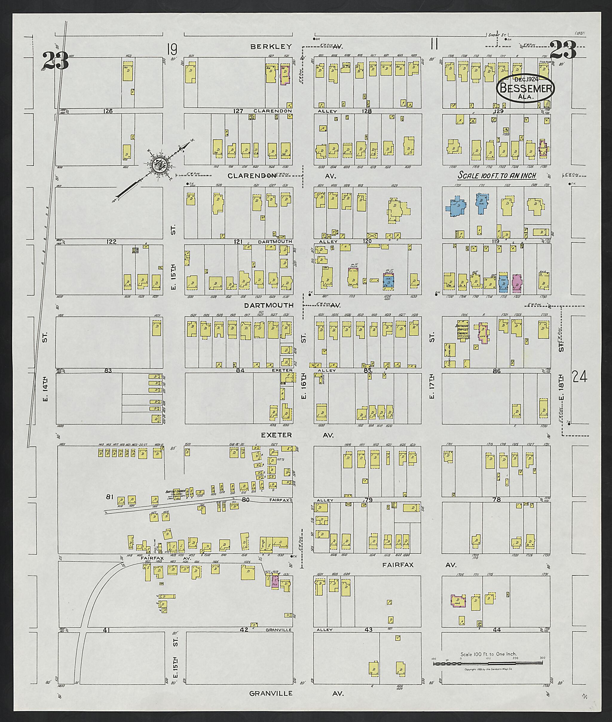 Bessemer, Jefferson County, Alabama 1924 (Sheet 23) by Relic Map Company