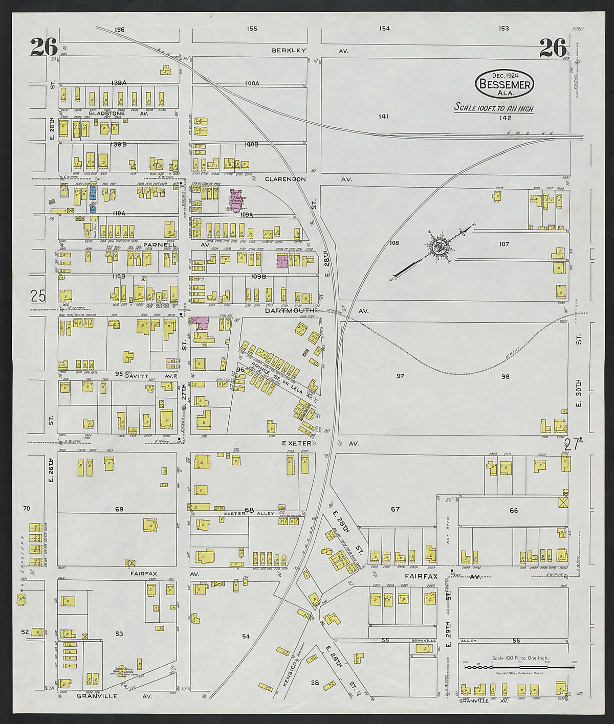 Bessemer, Jefferson County, Alabama 1924 (Sheet 26) by Relic Map Company