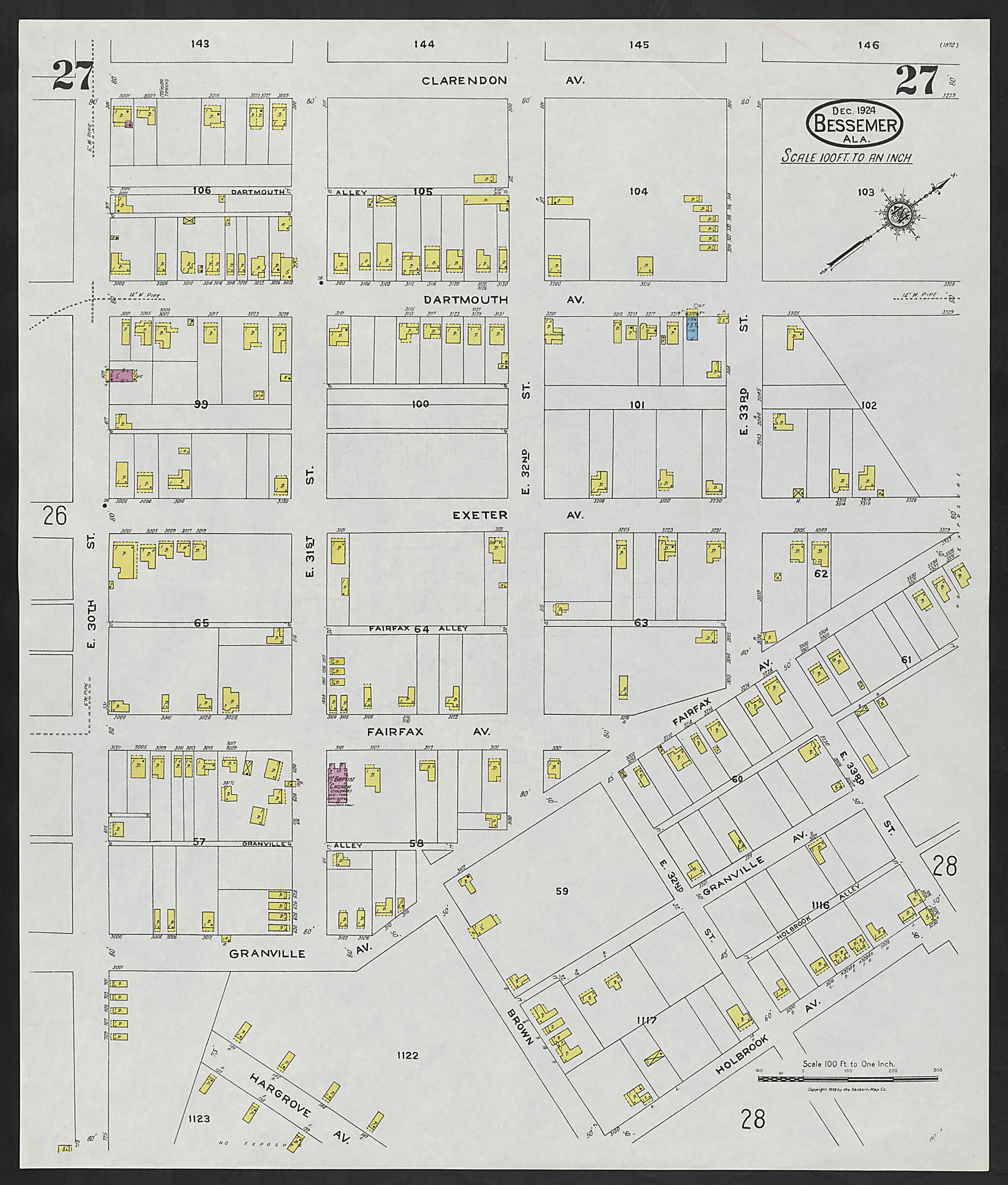 Bessemer, Jefferson County, Alabama 1924 (Sheet 27) by Relic Map Company