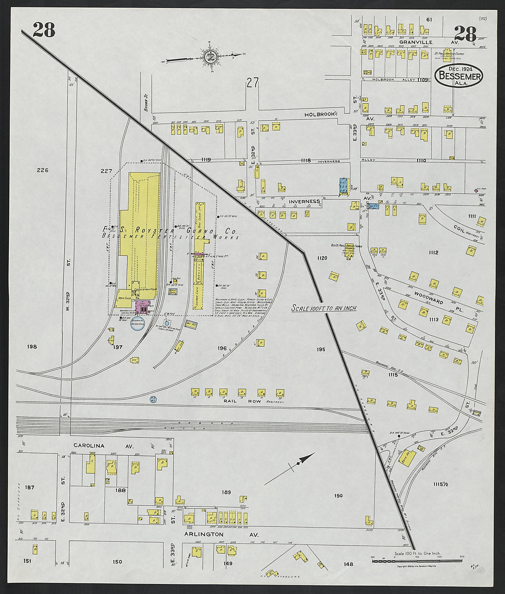 Bessemer, Jefferson County, Alabama 1924 (Sheet 28) by Relic Map Company