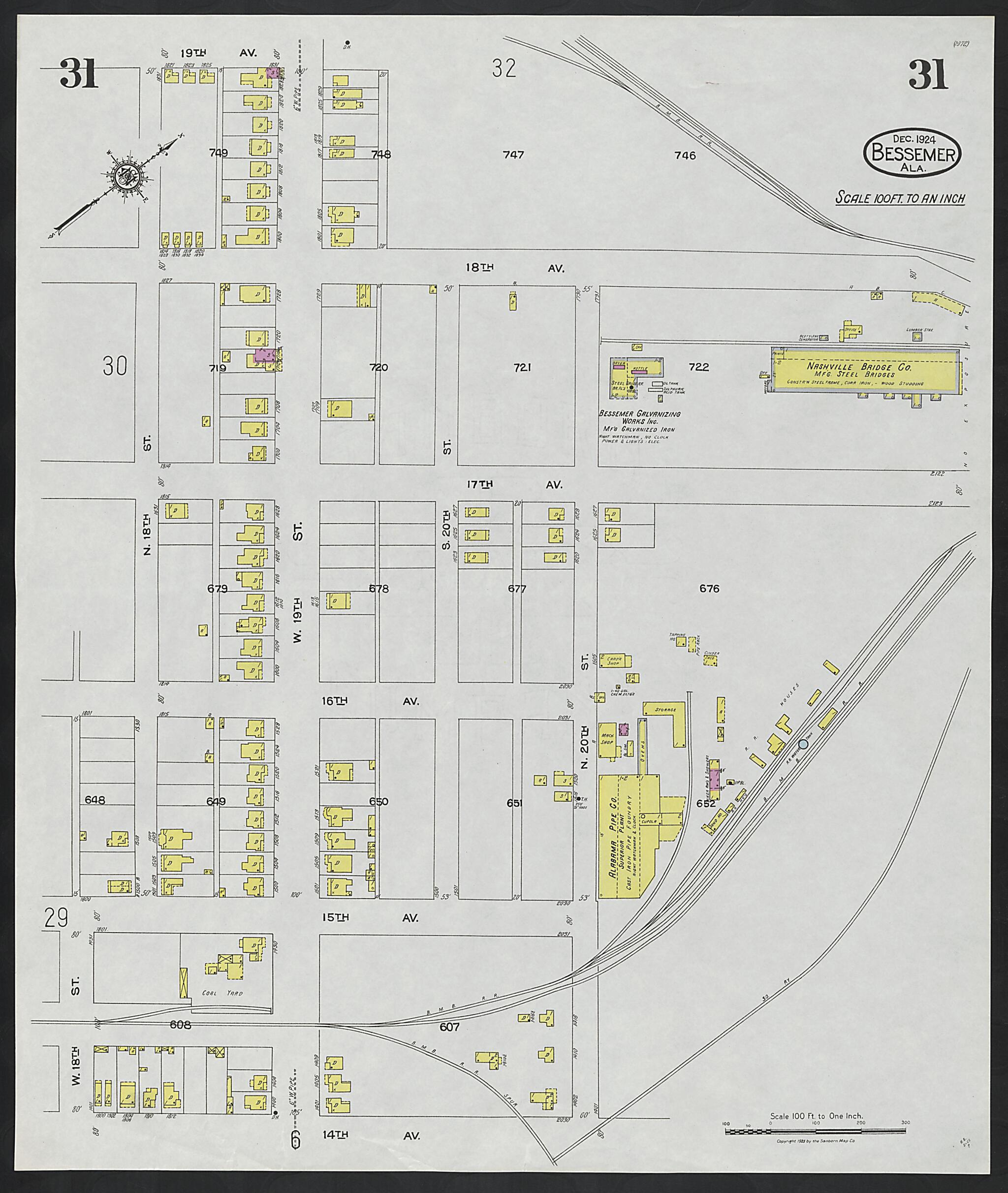 Bessemer, Jefferson County, Alabama 1924 (Sheet 31) by Relic Map Company