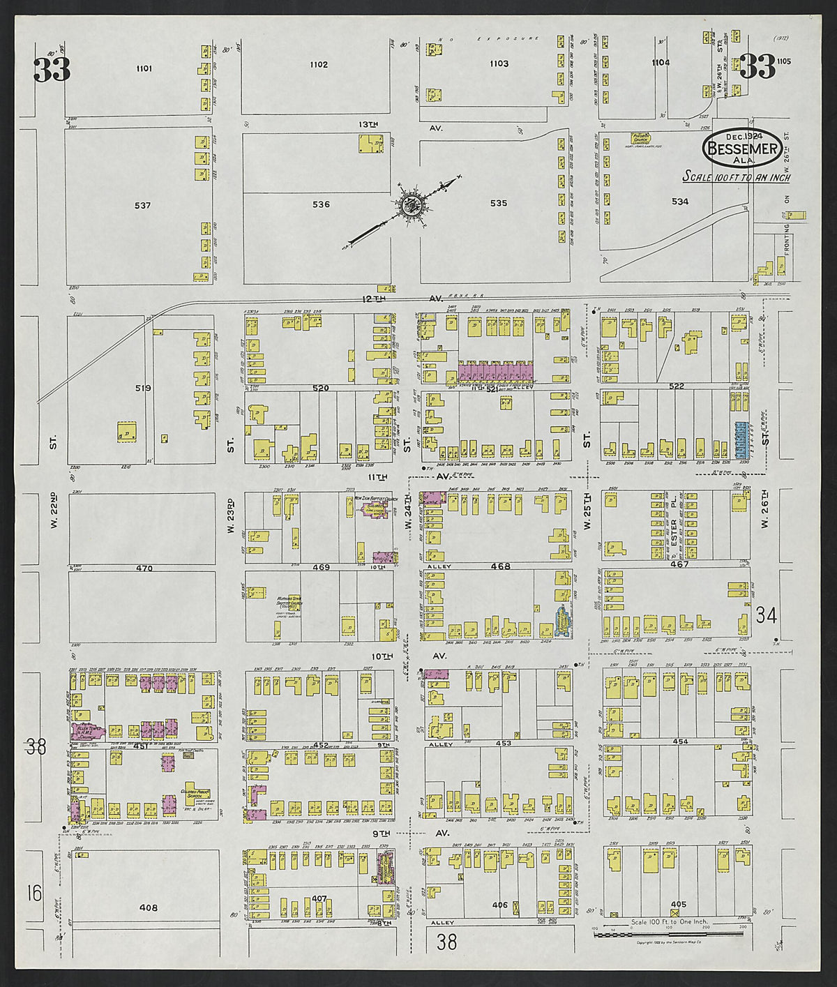 Bessemer, Jefferson County, Alabama 1924 (Sheet 33) by Relic Map Company
