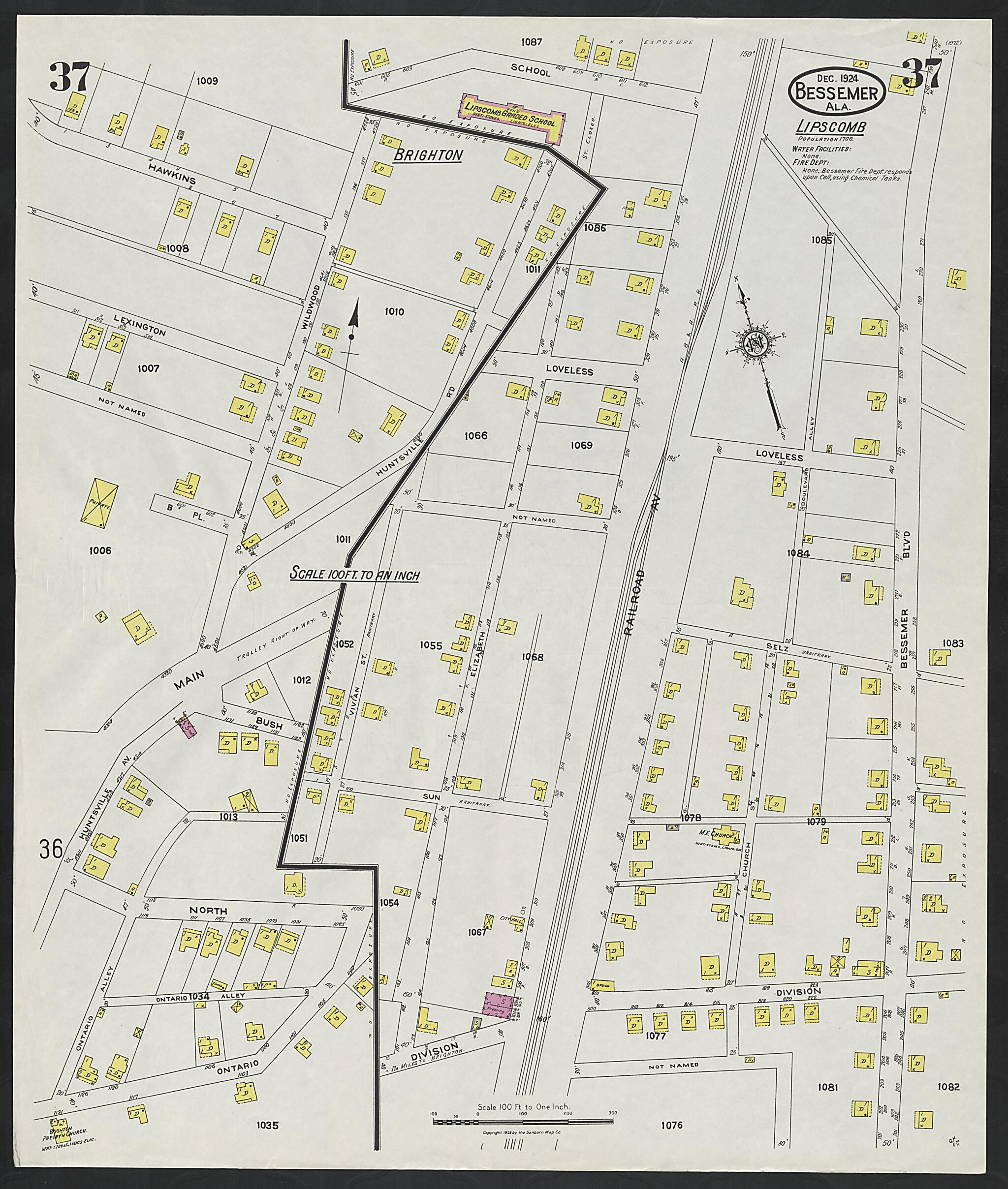 Bessemer, Jefferson County, Alabama 1924 (Sheet 37) by Relic Map Company