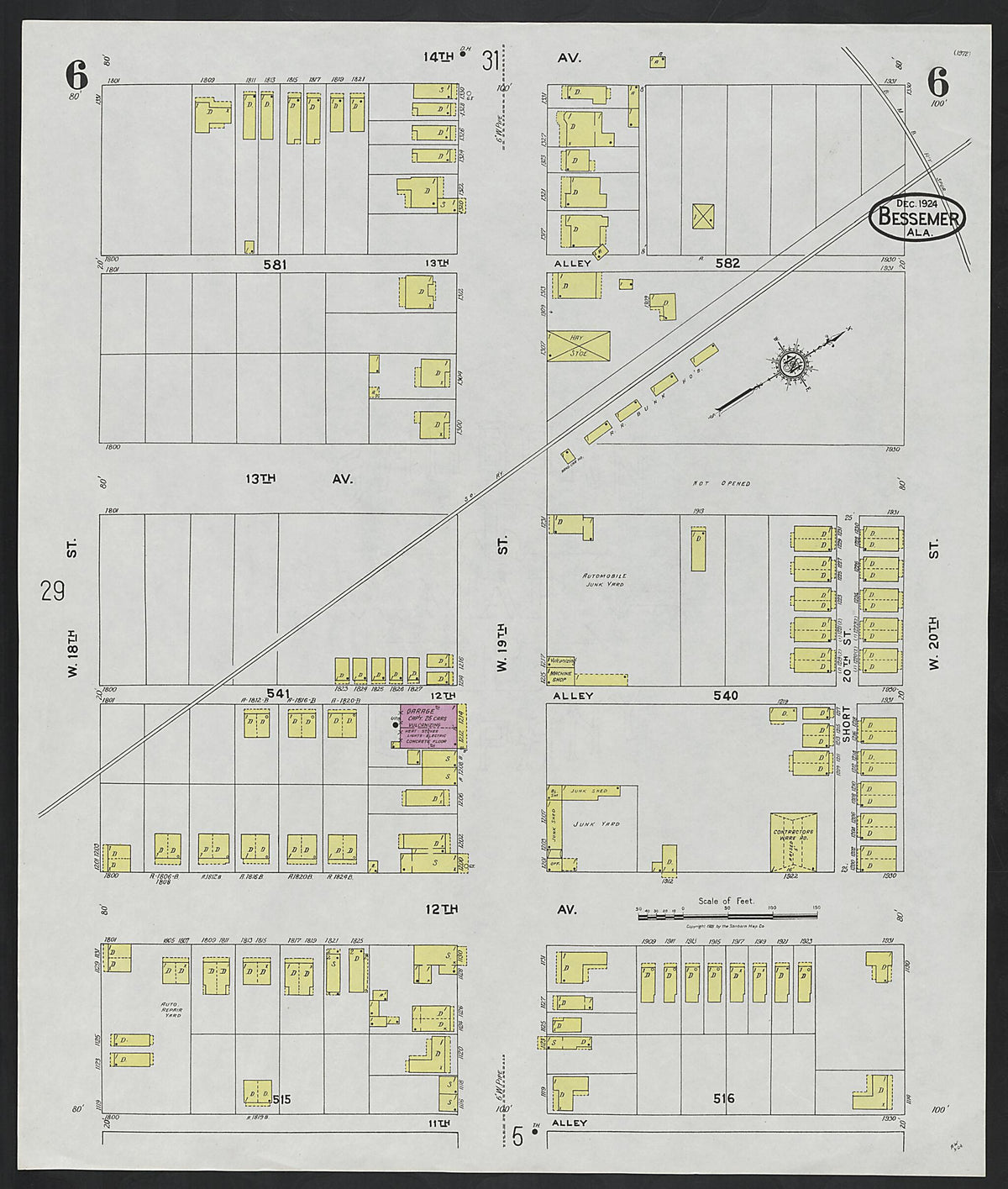 Bessemer, Jefferson County, Alabama 1924 (Sheet 6) by Relic Map Company