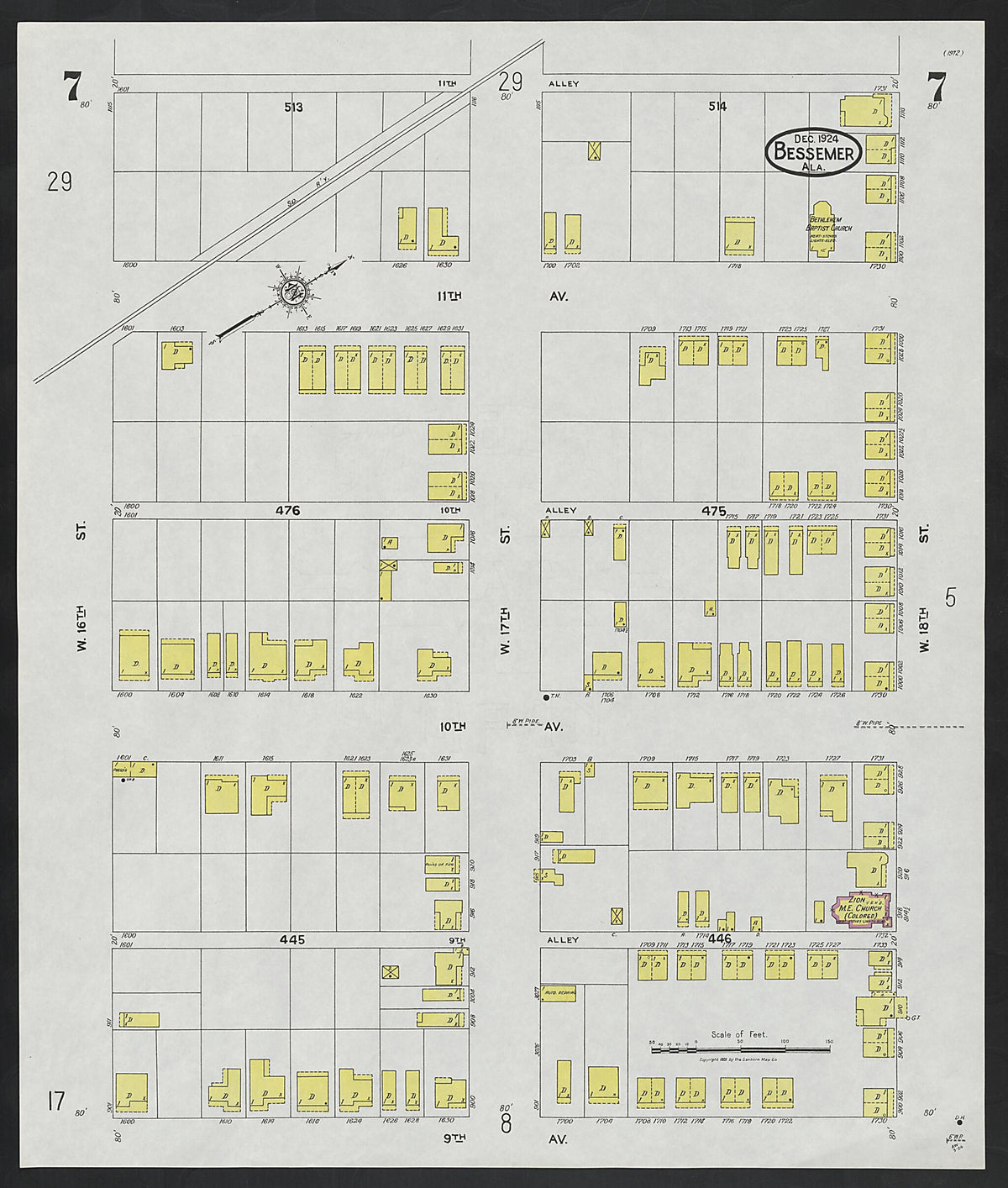 Bessemer, Jefferson County, Alabama 1924 (Sheet 7) by Relic Map Company