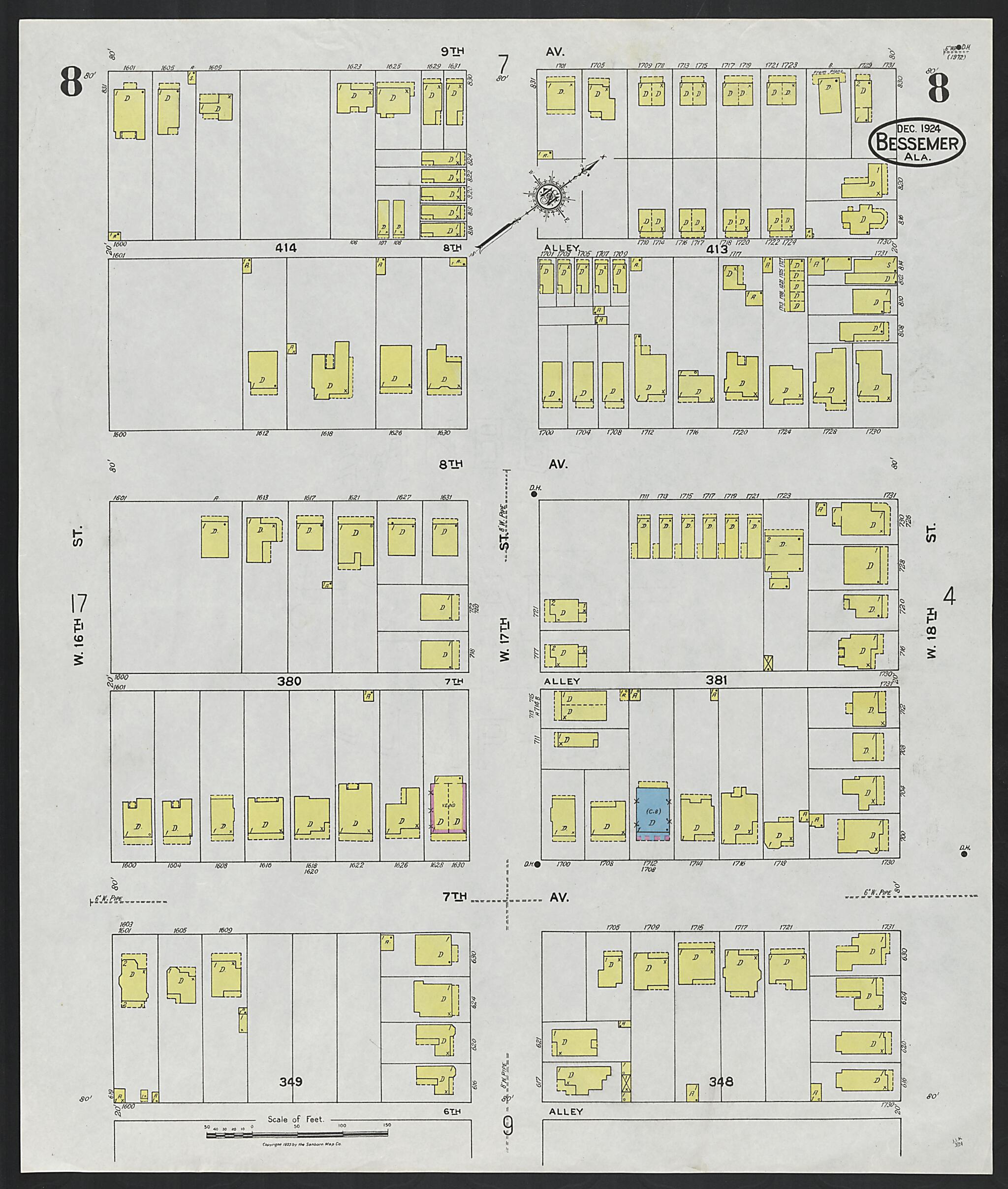 Bessemer, Jefferson County, Alabama 1924 (Sheet 8) by Relic Map Company