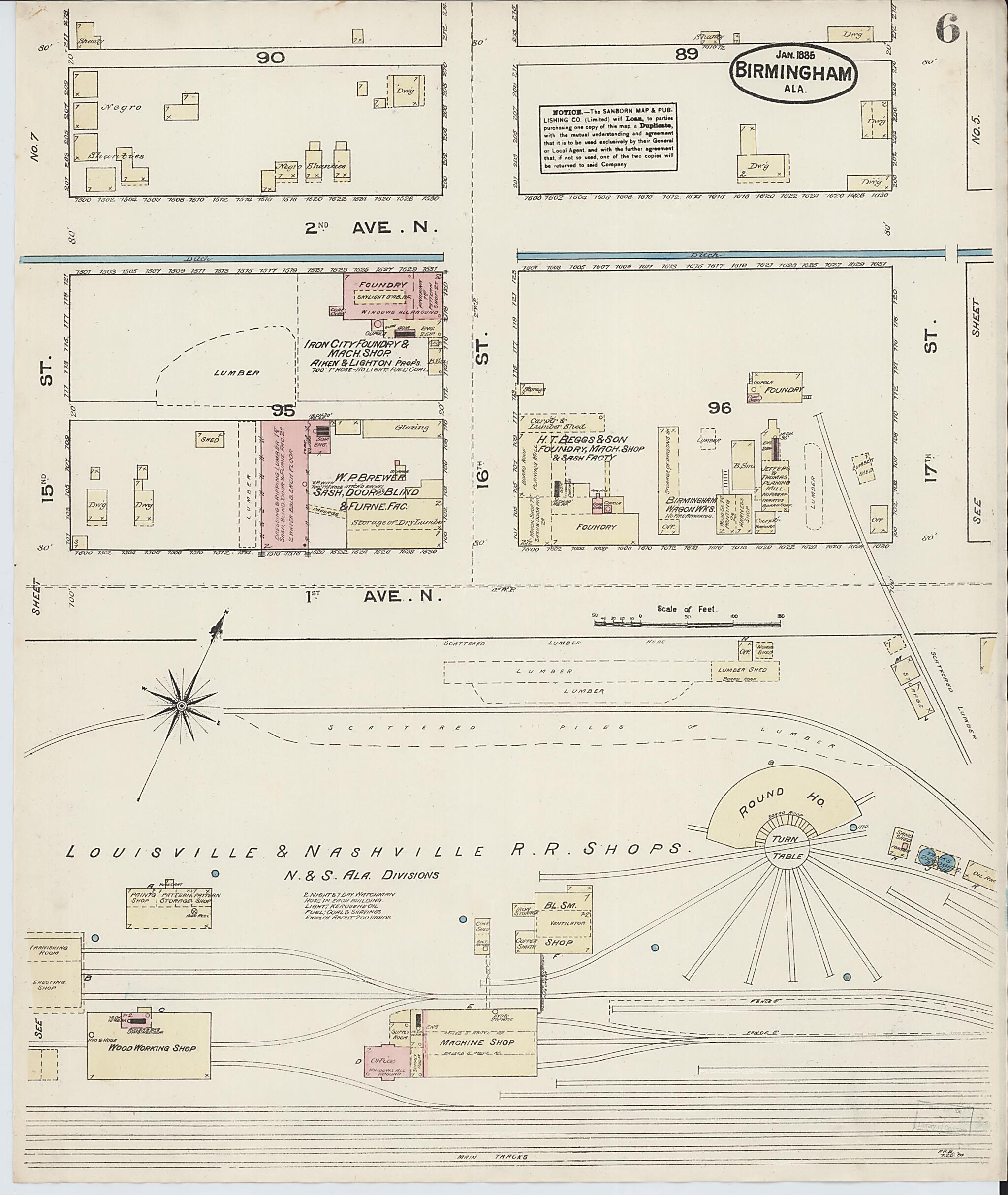 Birmingham, Jefferson County, Alabama 1885 (Sheet 6 of 9) by Relic Map Company