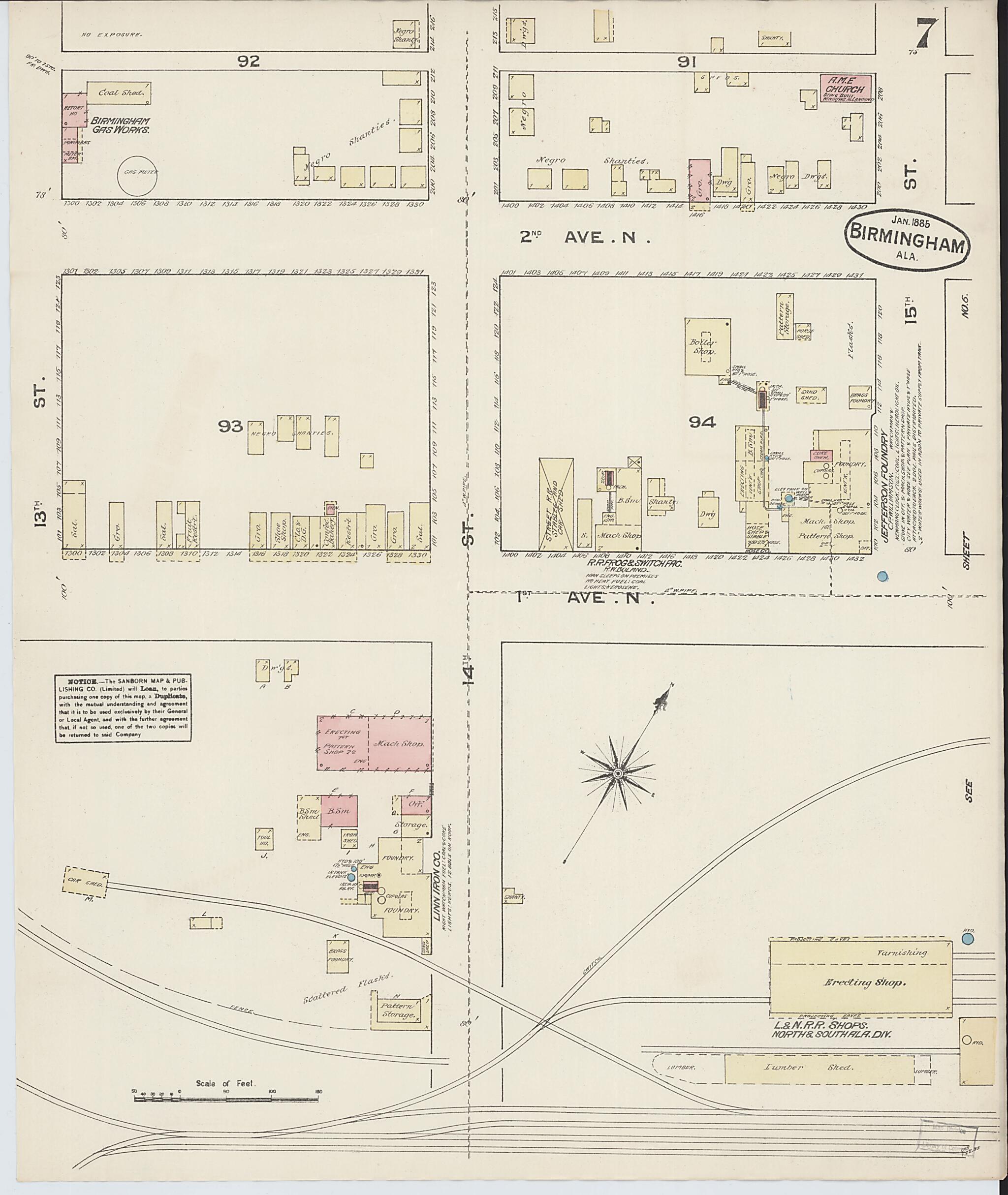 Birmingham, Jefferson County, Alabama 1885 (Sheet 7 of 9) by Relic Map Company