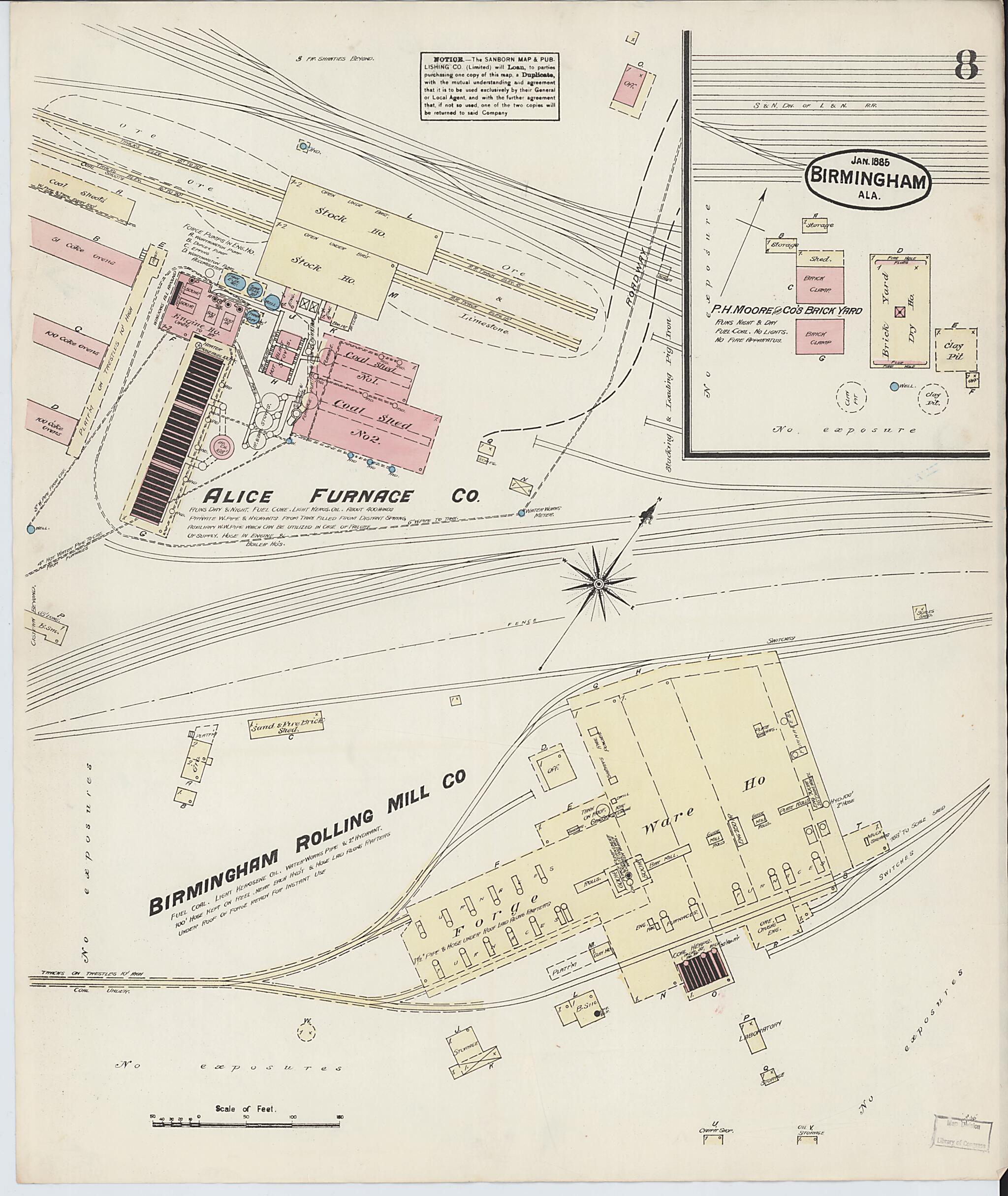 Birmingham, Jefferson County, Alabama 1885 (Sheet 8 of 9) by Relic Map Company