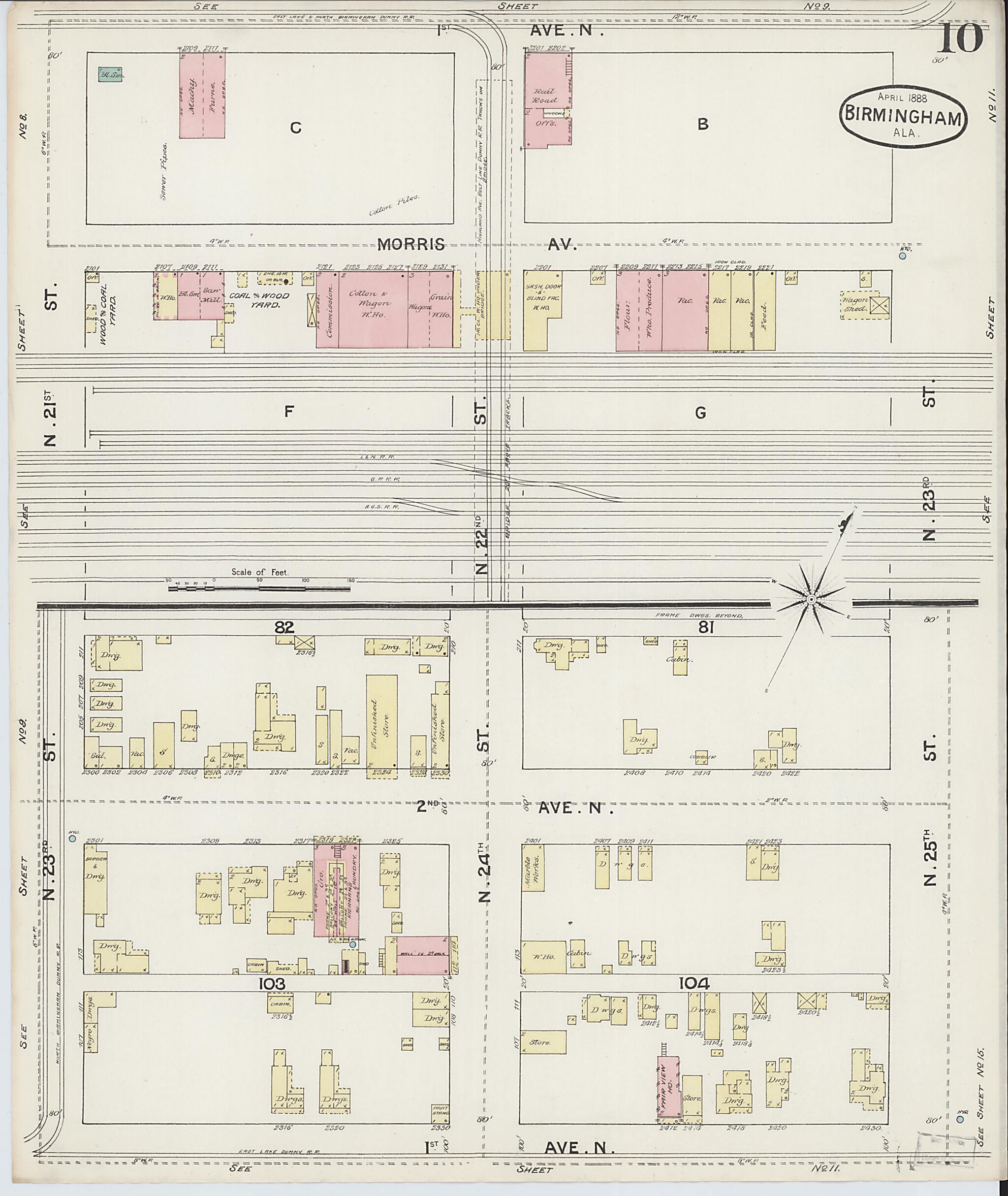 Birmingham, Jefferson County, Alabama 1888 (Sheet 10 of 29) by Relic Map Company