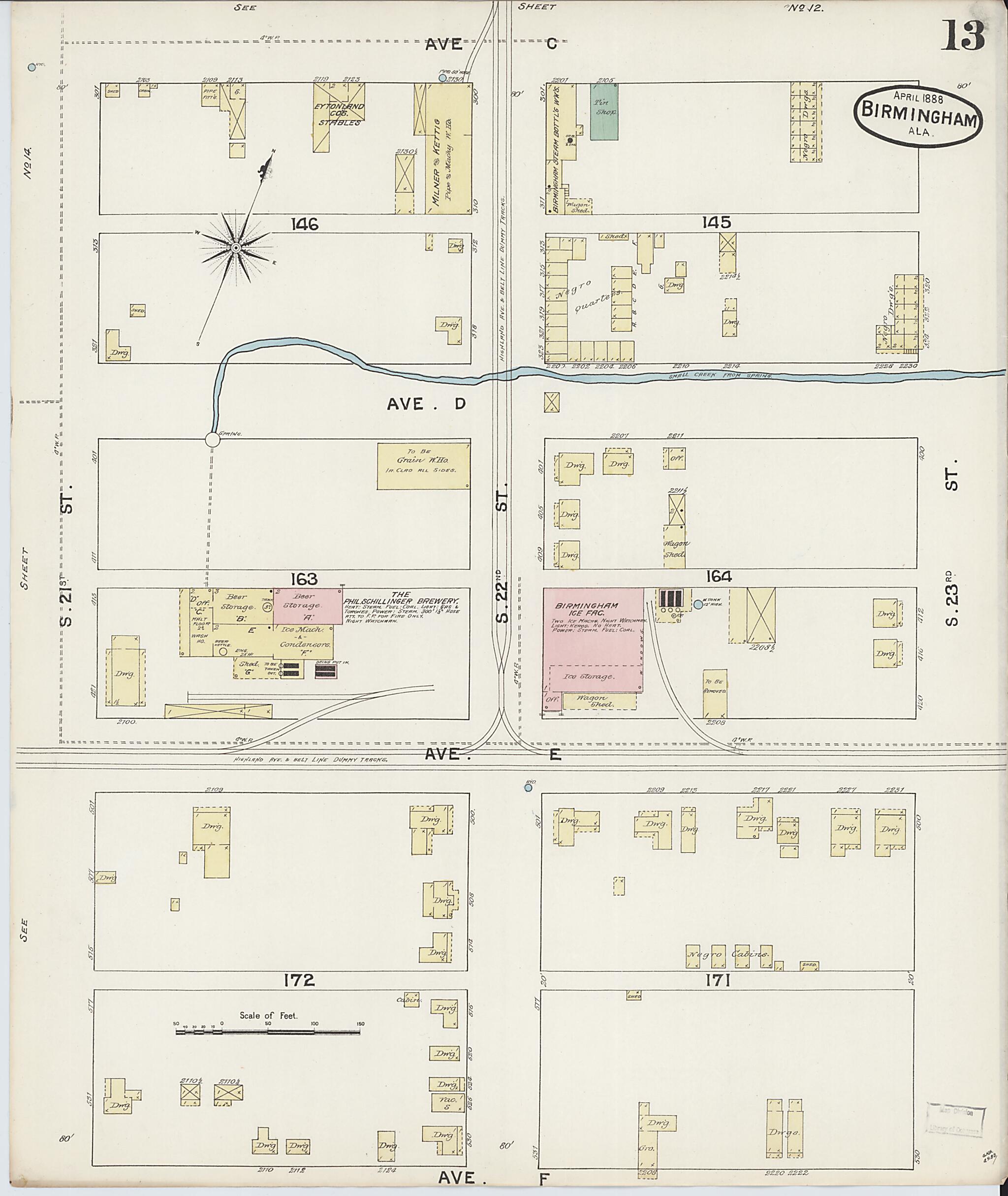 Birmingham, Jefferson County, Alabama 1888 (Sheet 13 of 29) by Relic Map Company