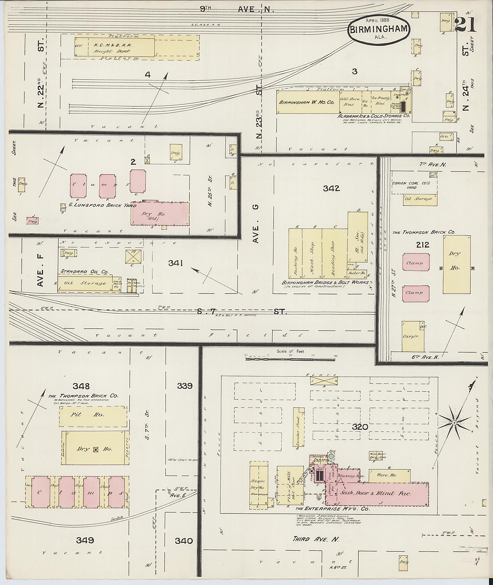 Birmingham, Jefferson County, Alabama 1888 (Sheet 21 of 29) by Relic Map Company