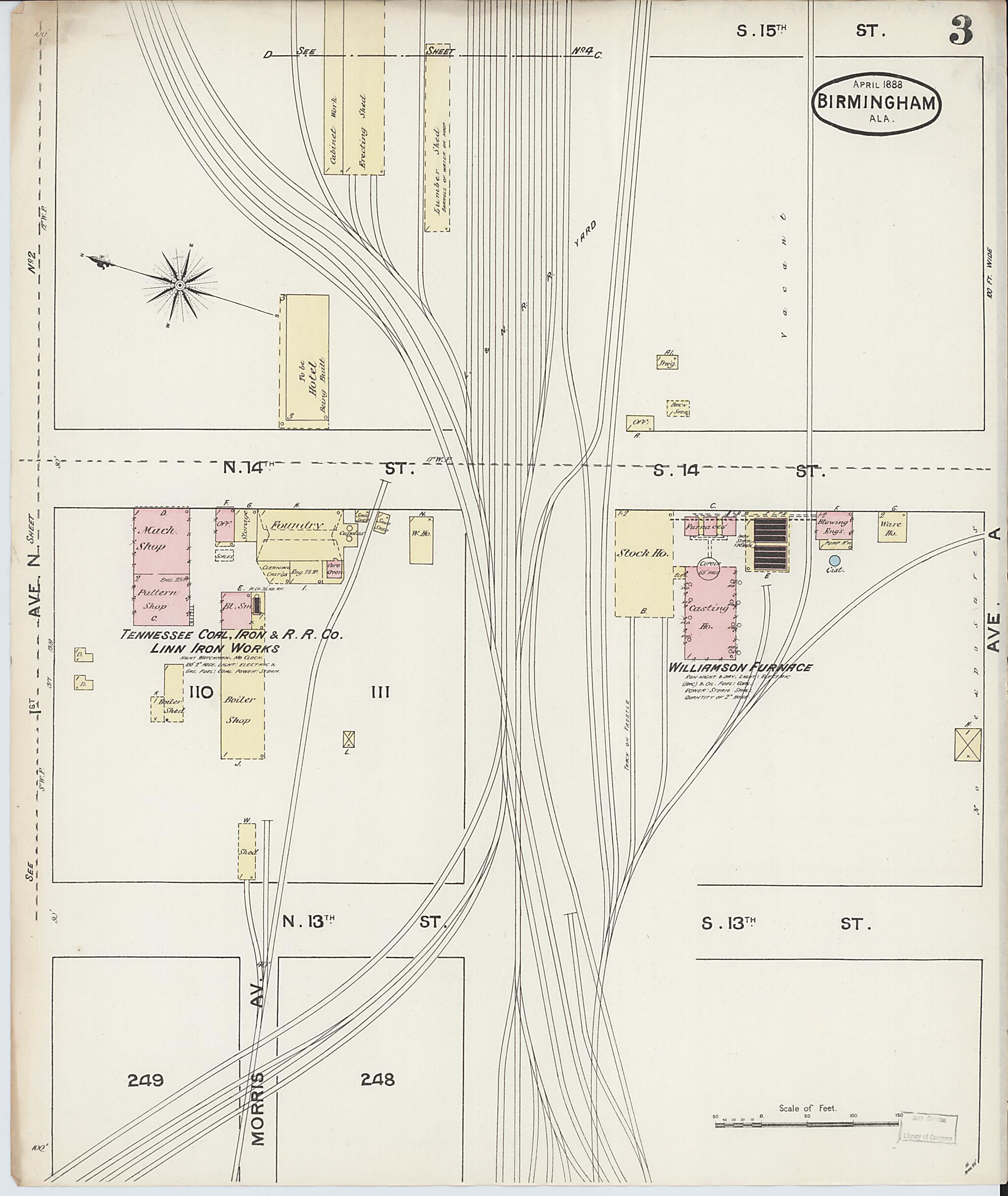 Birmingham, Jefferson County, Alabama 1888 (Sheet 3 of 29) by Relic Map Company