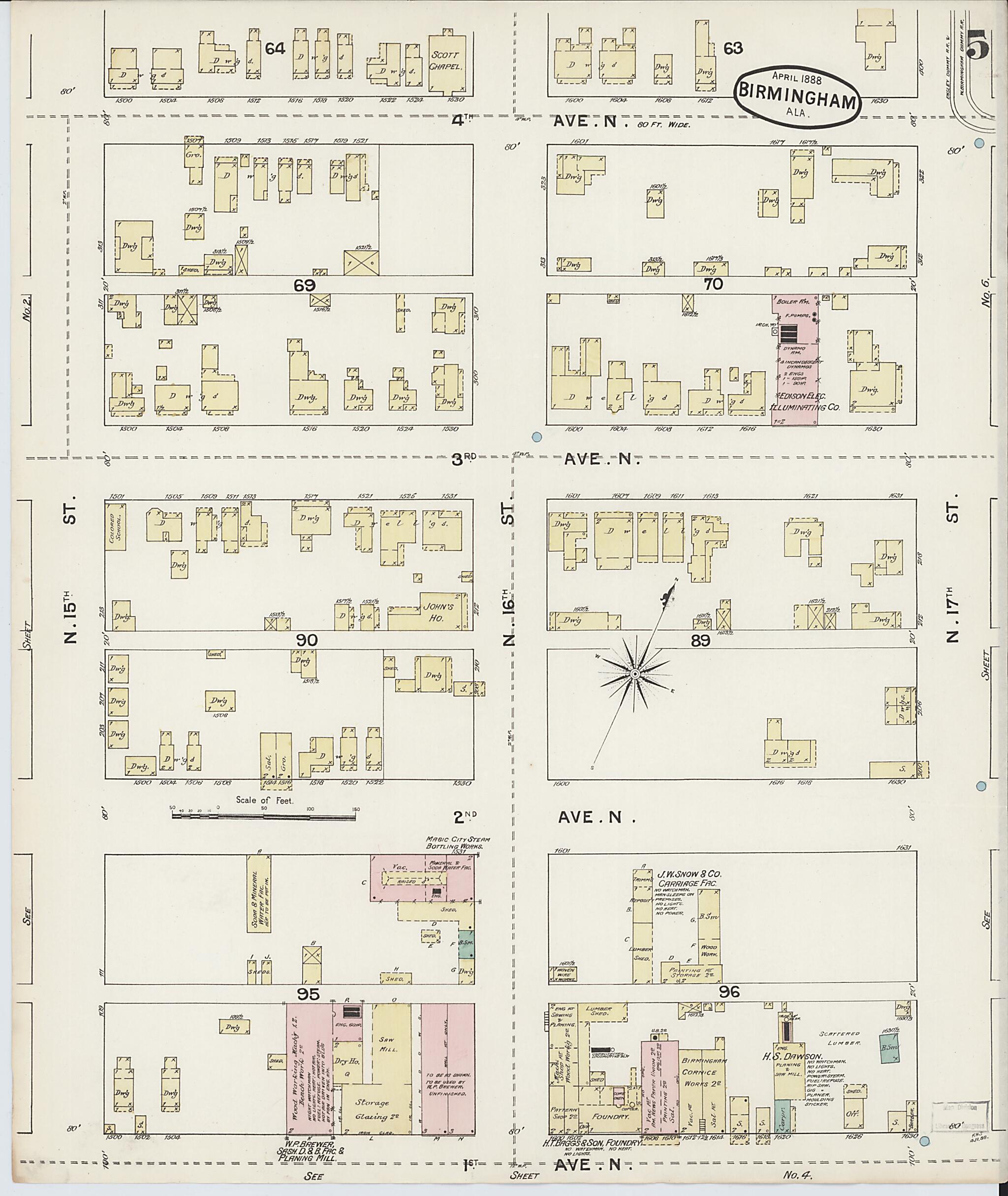 Birmingham, Jefferson County, Alabama 1888 (Sheet 5 of 29) by Relic Map Company