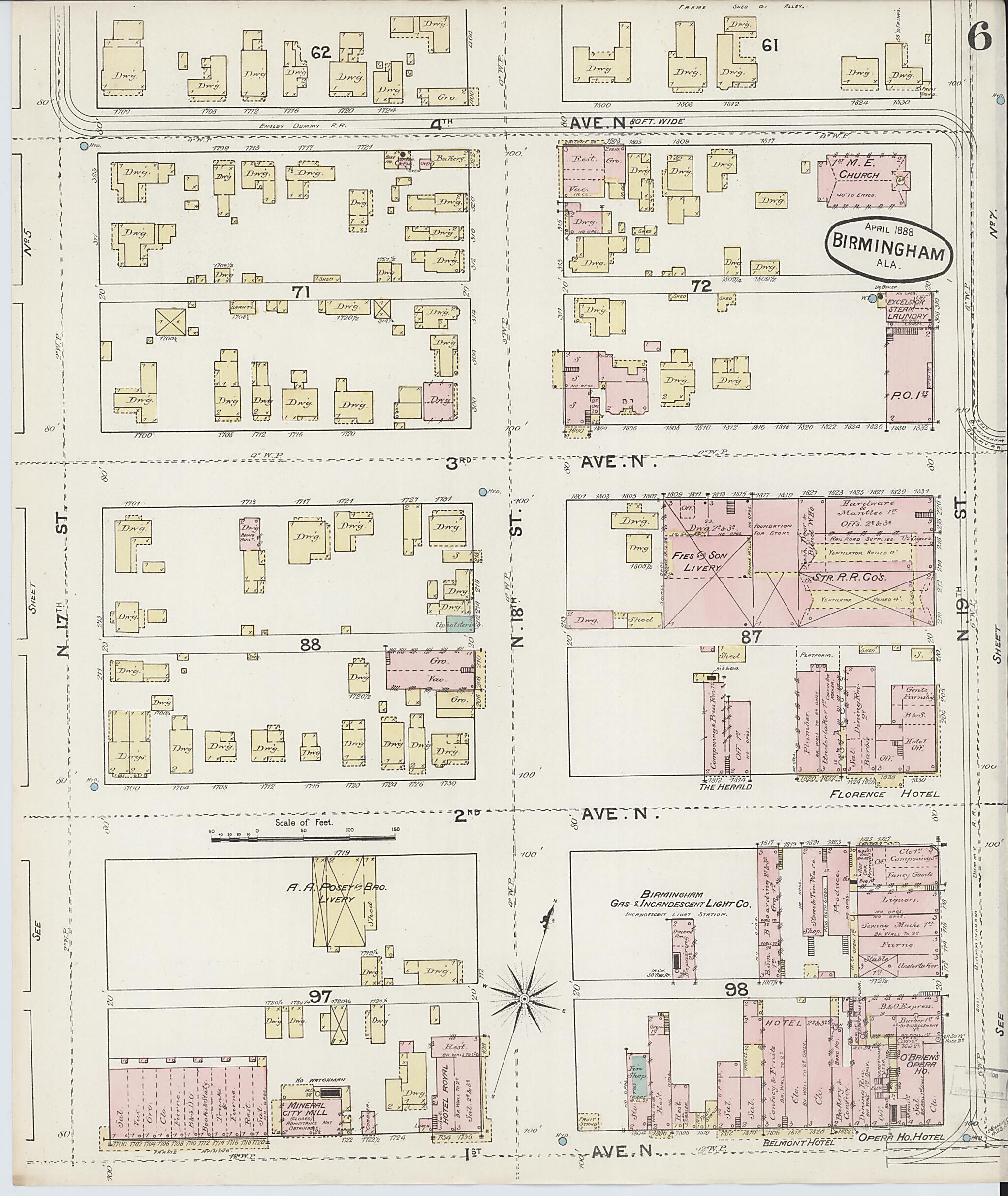 Birmingham, Jefferson County, Alabama 1888 (Sheet 6 of 29) by Relic Map Company