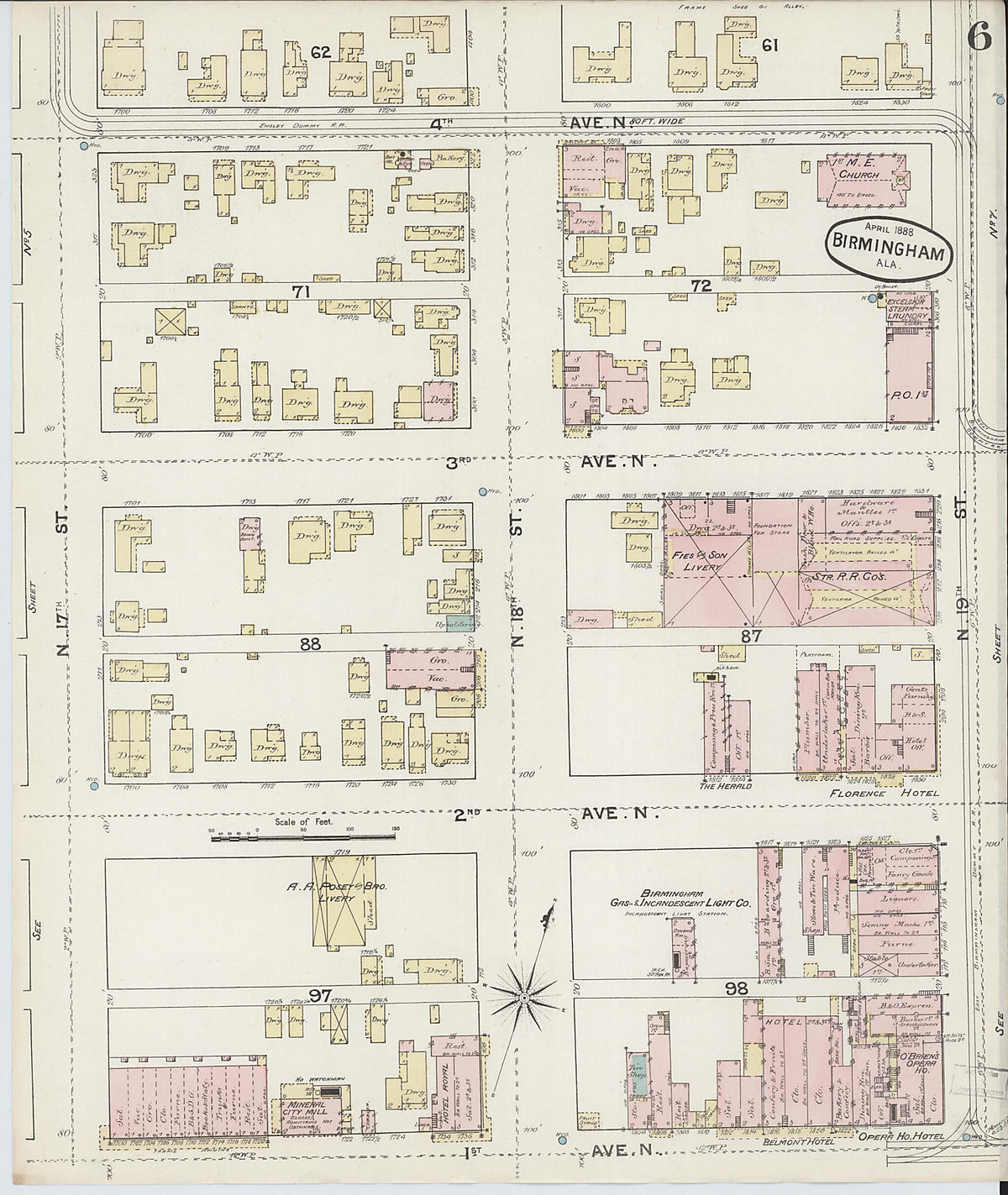 Birmingham, Jefferson County, Alabama 1888 (Sheet 6 of 29) by Relic Map Company