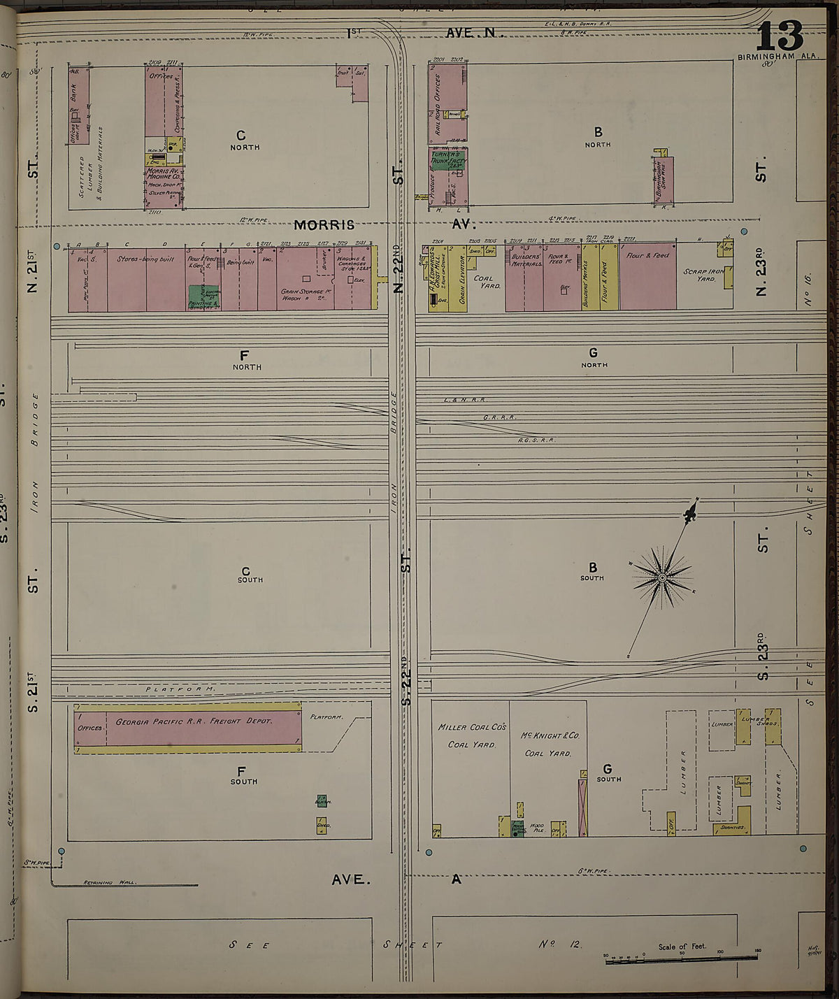Birmingham, Jefferson County, Alabama 1891 (Sheet 13) by Relic Map Company